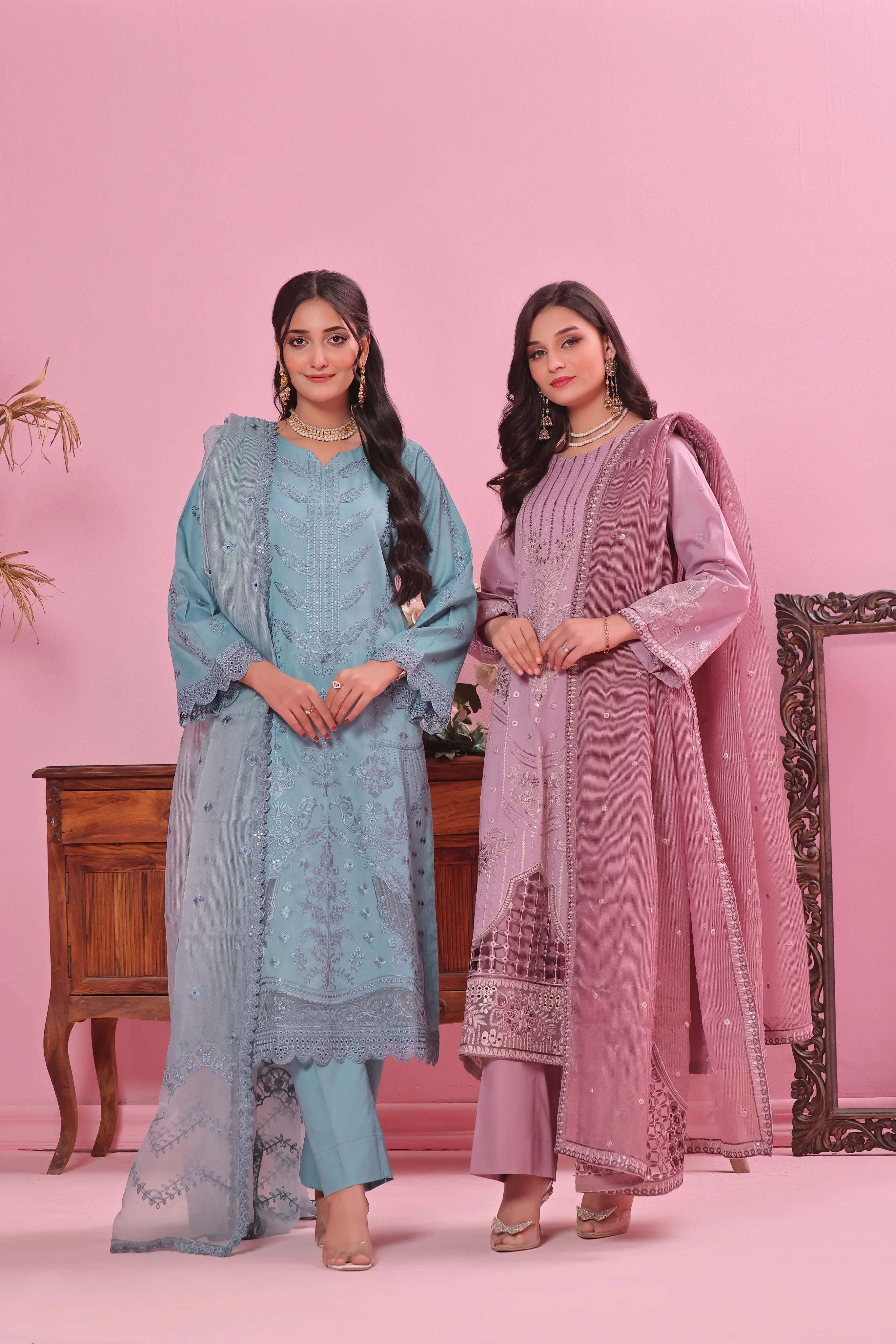 Dressline Semi Stitched Laserkari & Chikankari Emb Lawn