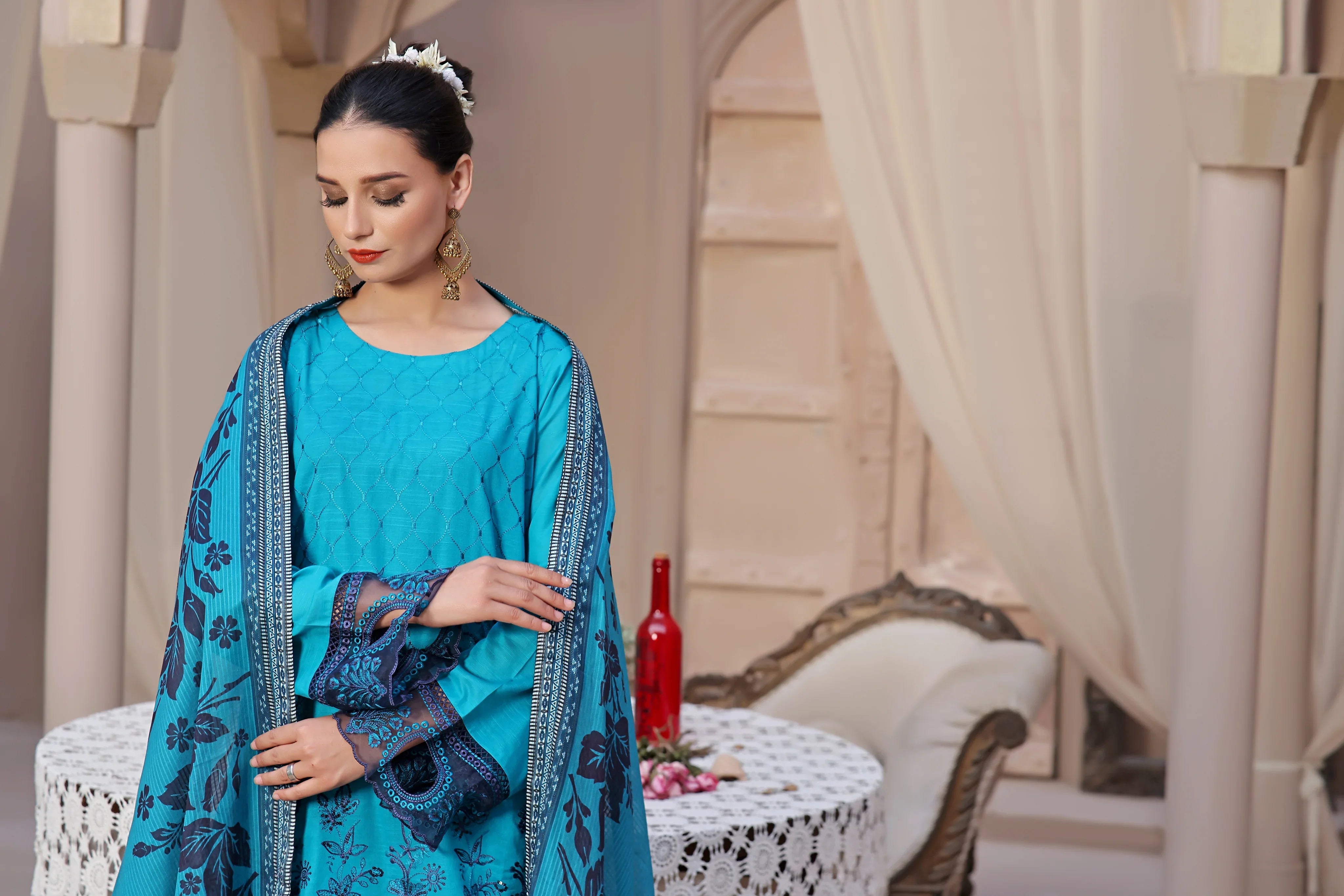 Dressline Semi Stitched 3 Pcs Emb Chikankari & Laserkari Lawn Collection