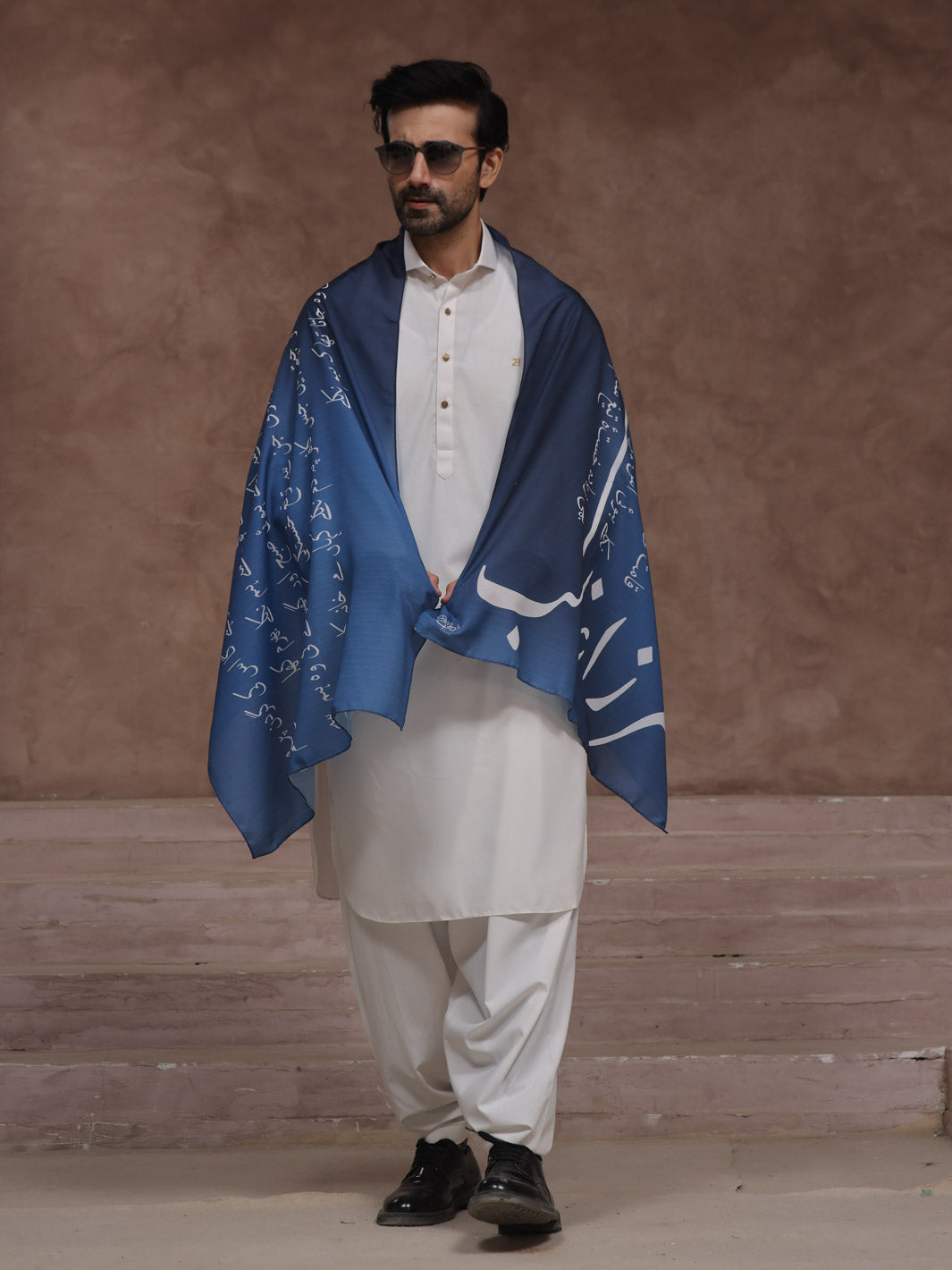 Tng By Md Men Stole Collection-Ghalib Ki Khuwaish Stole (Blue - Men)