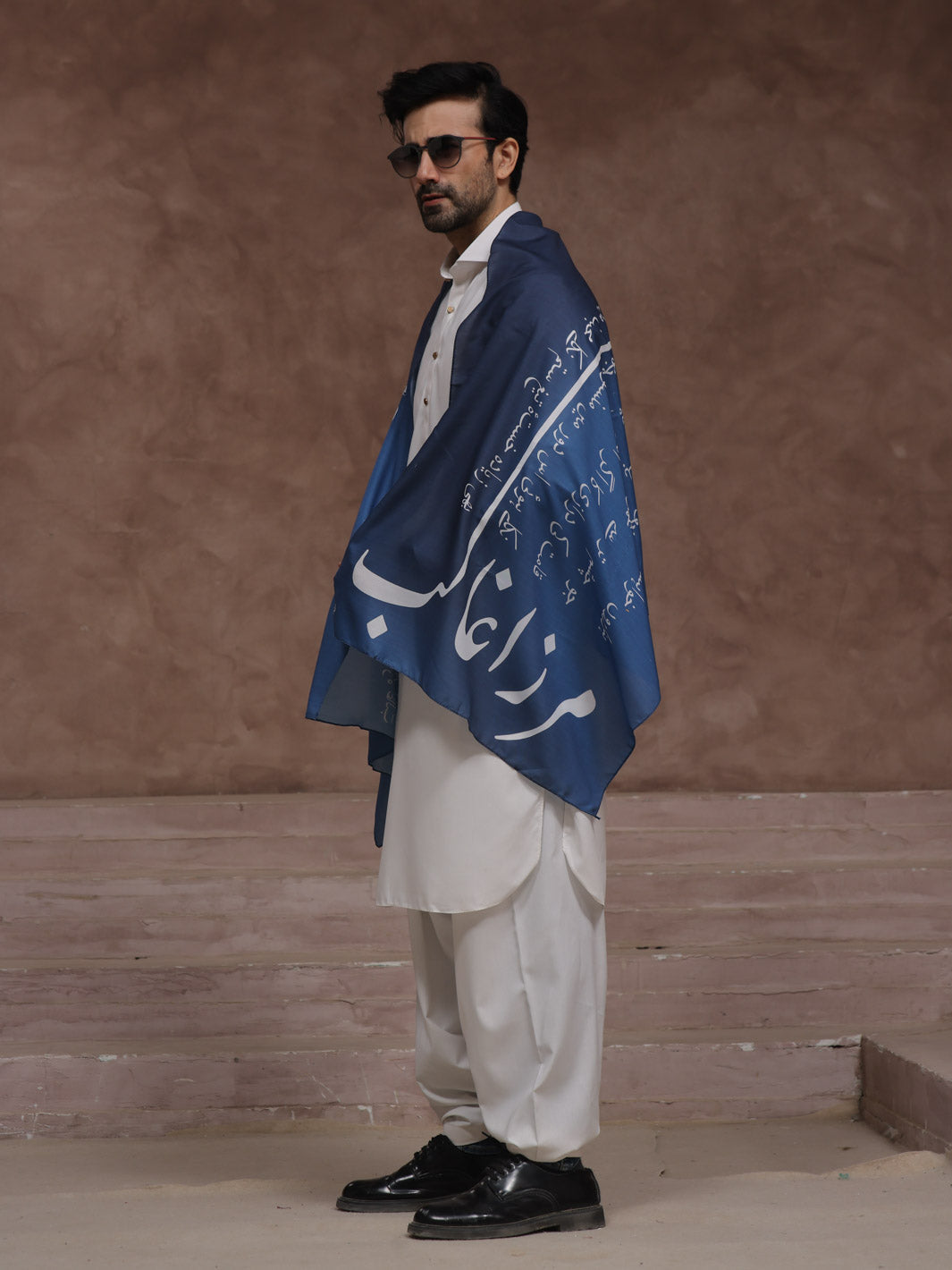 Tng By Md Men Stole Collection-Ghalib Ki Khuwaish Stole (Blue - Men)