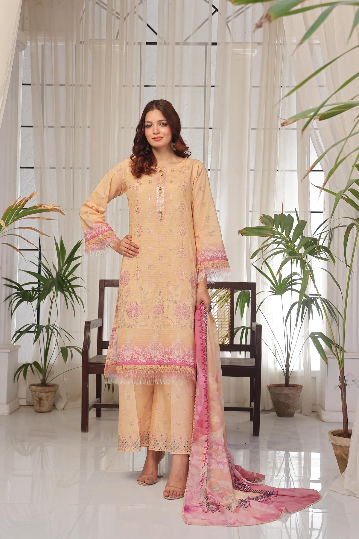 Dressline Launching New Unstitched 3 Pcs Premium Chikankari Bana Dora Digital Printed Lawn Collection