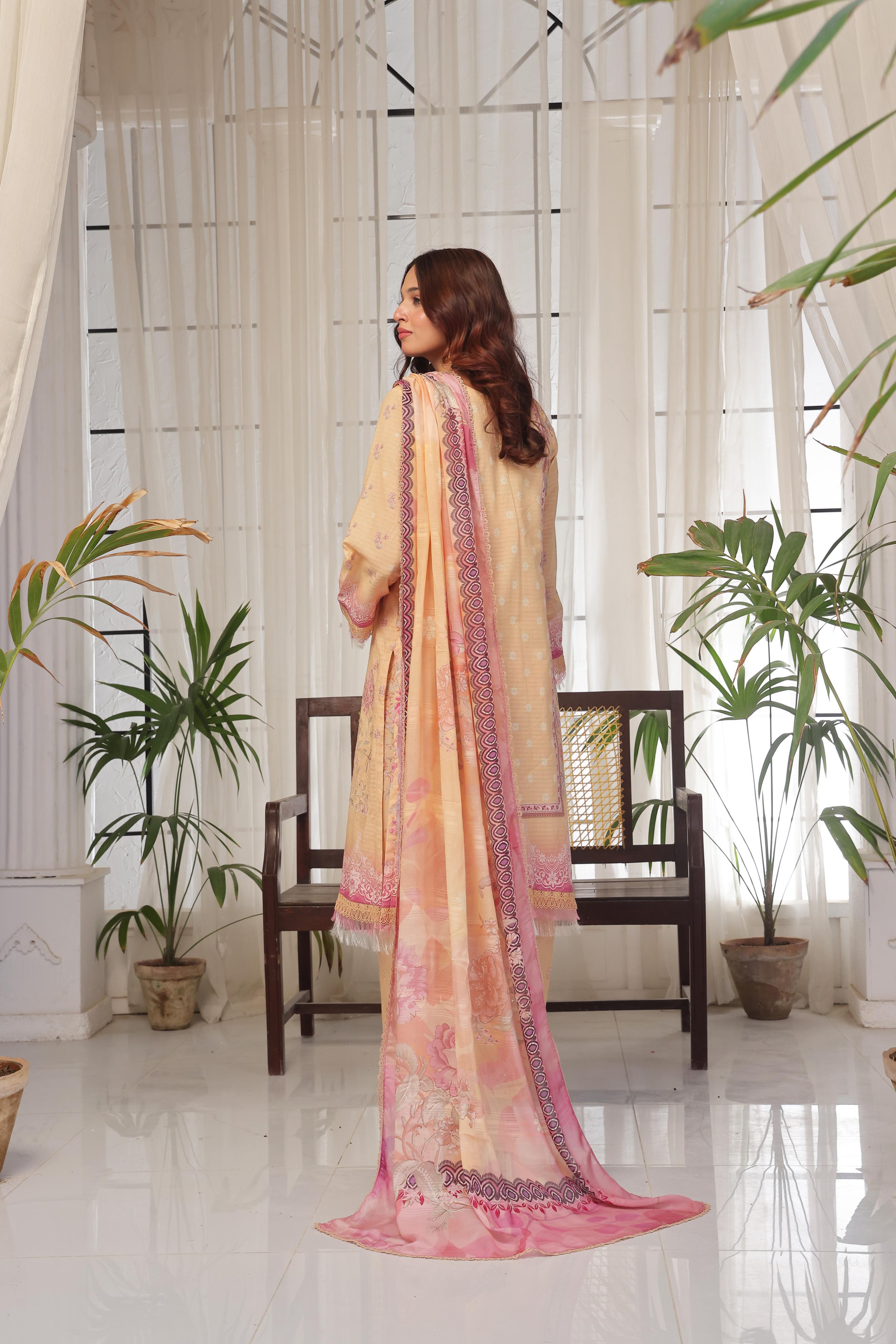 Dressline Launching New Unstitched 3 Pcs Premium Chikankari Bana Dora Digital Printed Lawn Collection
