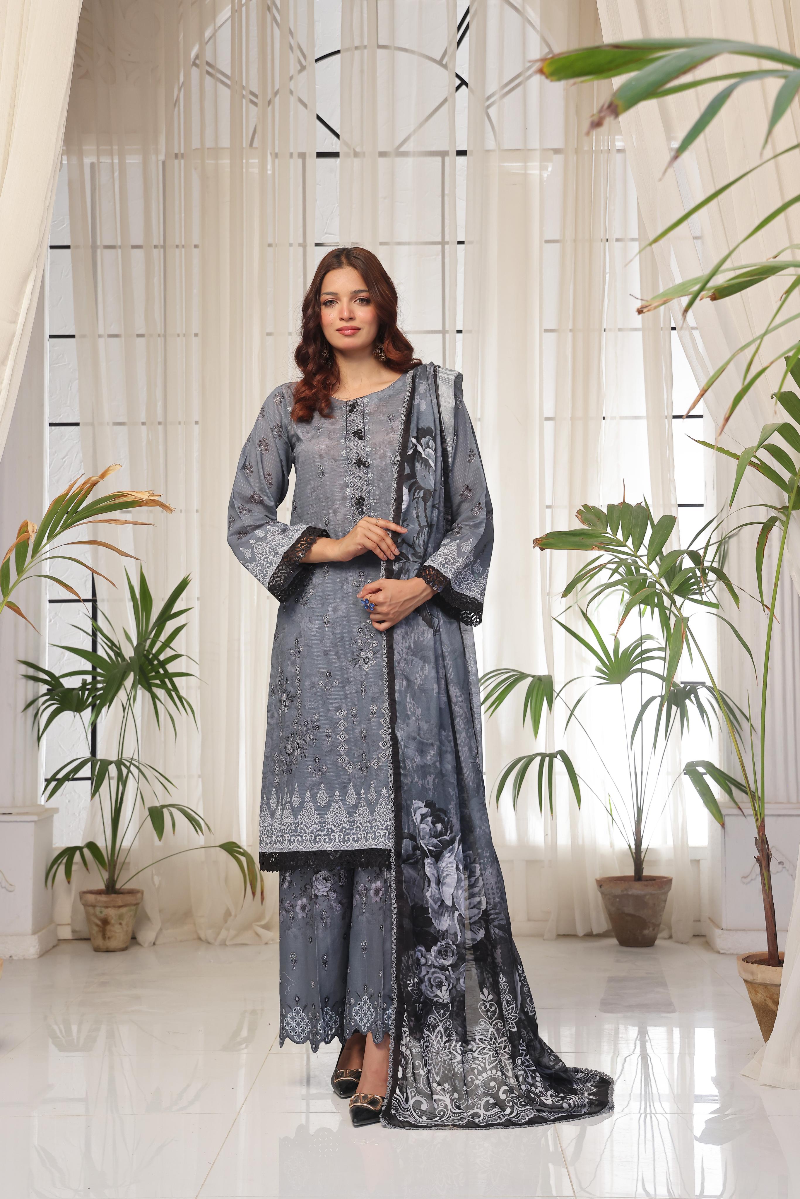 Dressline Launching New Unstitched 3 Pcs Premium Chikankari Bana Dora Digital Printed Lawn Collection