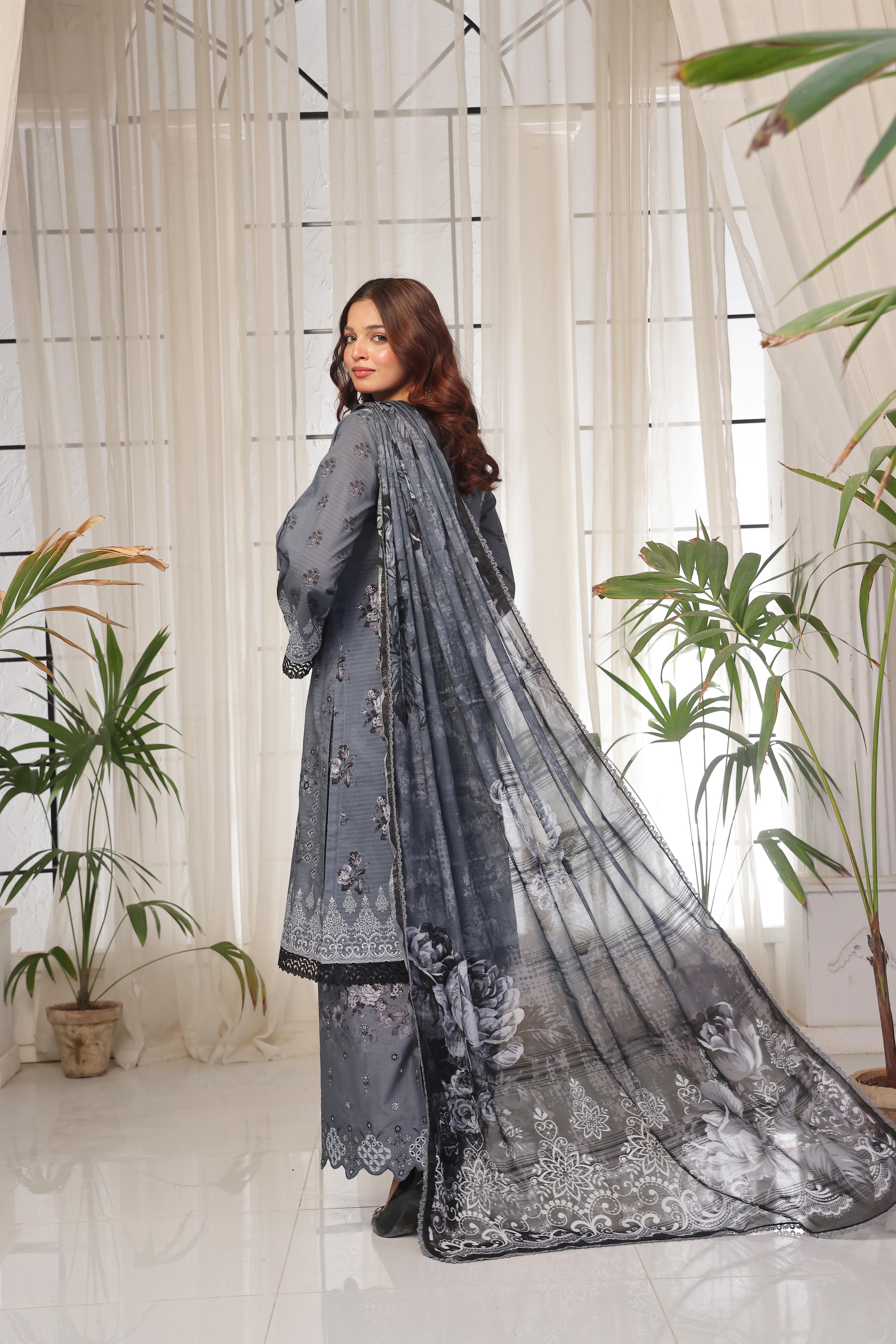 Dressline Launching New Unstitched 3 Pcs Premium Chikankari Bana Dora Digital Printed Lawn Collection