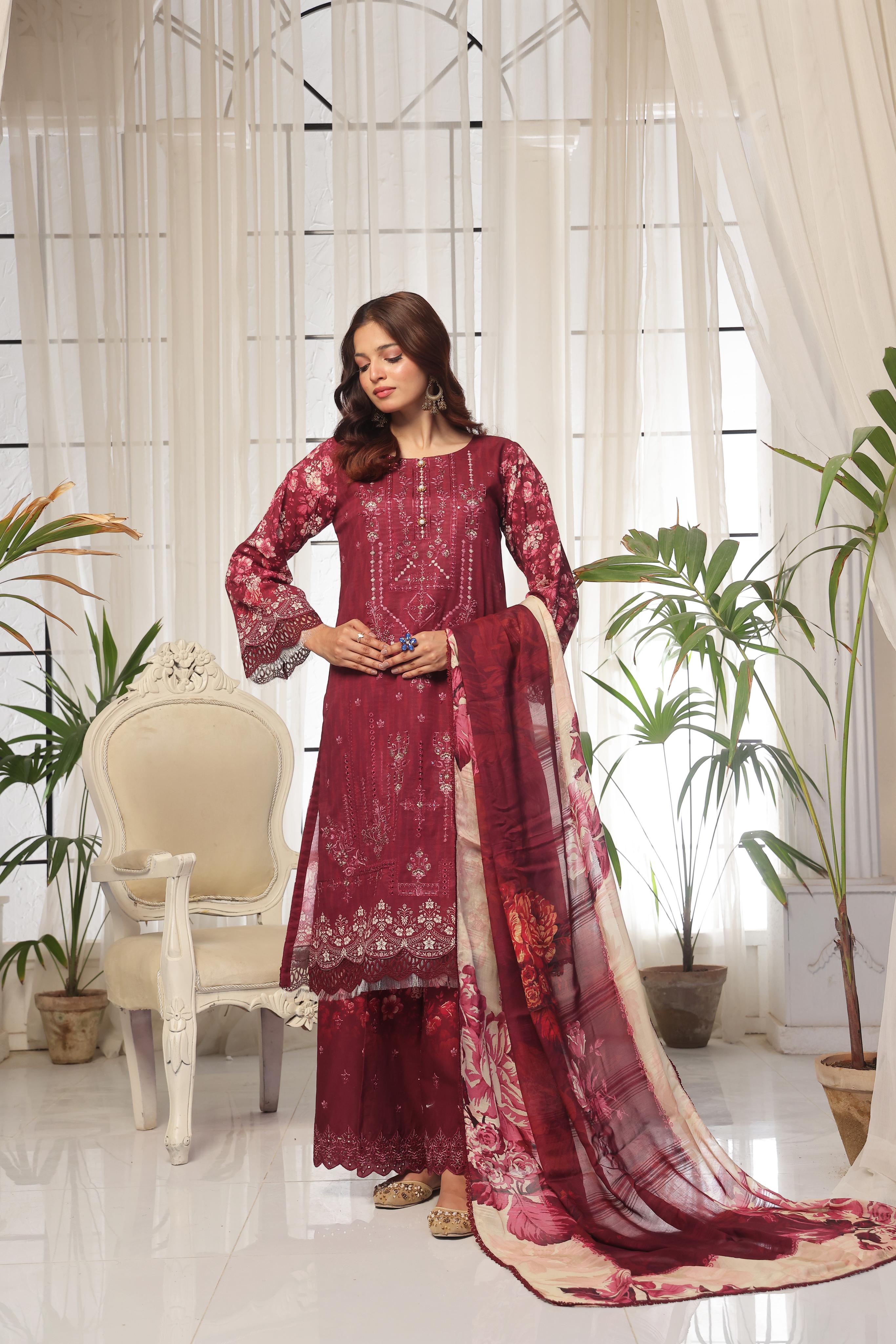 Dressline Launching New Unstitched 3 Pcs Premium Chikankari Bana Dora Digital Printed Lawn Collection