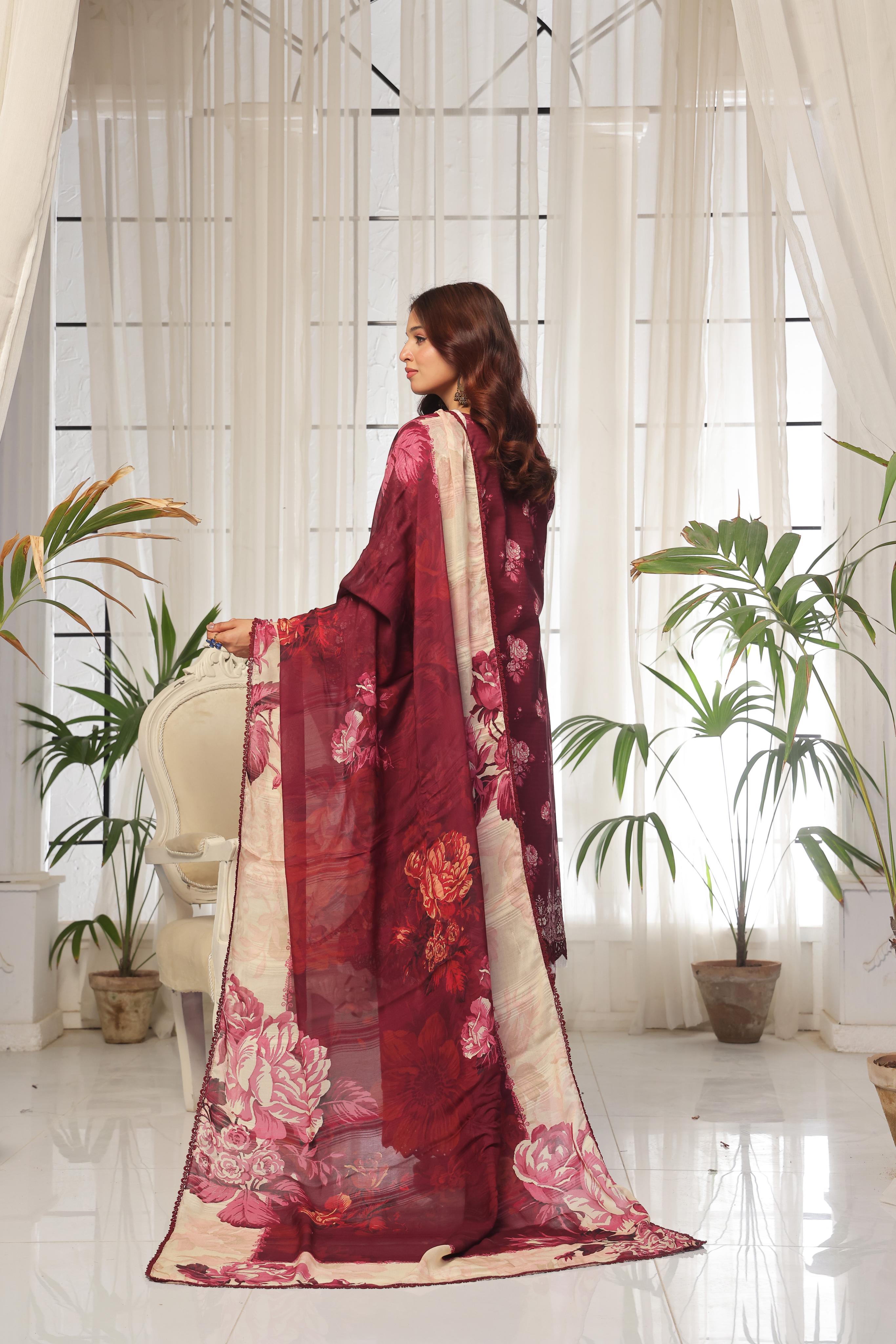 Dressline Launching New Unstitched 3 Pcs Premium Chikankari Bana Dora Digital Printed Lawn Collection