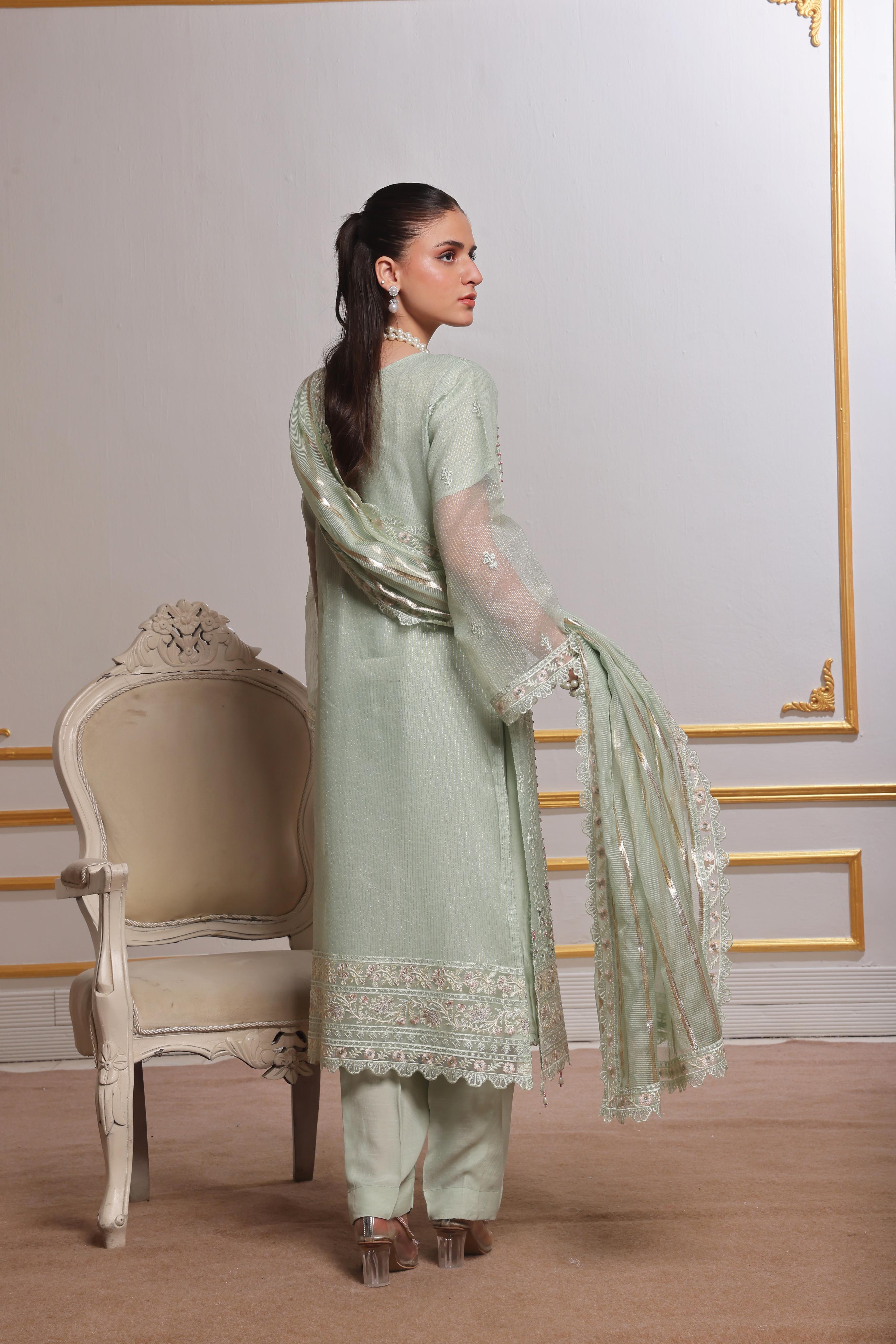 Dressline Red-Rose A Statement Of Elegance Semi Stitched Zari Aiyudiya Net Collection With Staple Lorex Dhari Dupatta & Raw Silk Grip Trousers