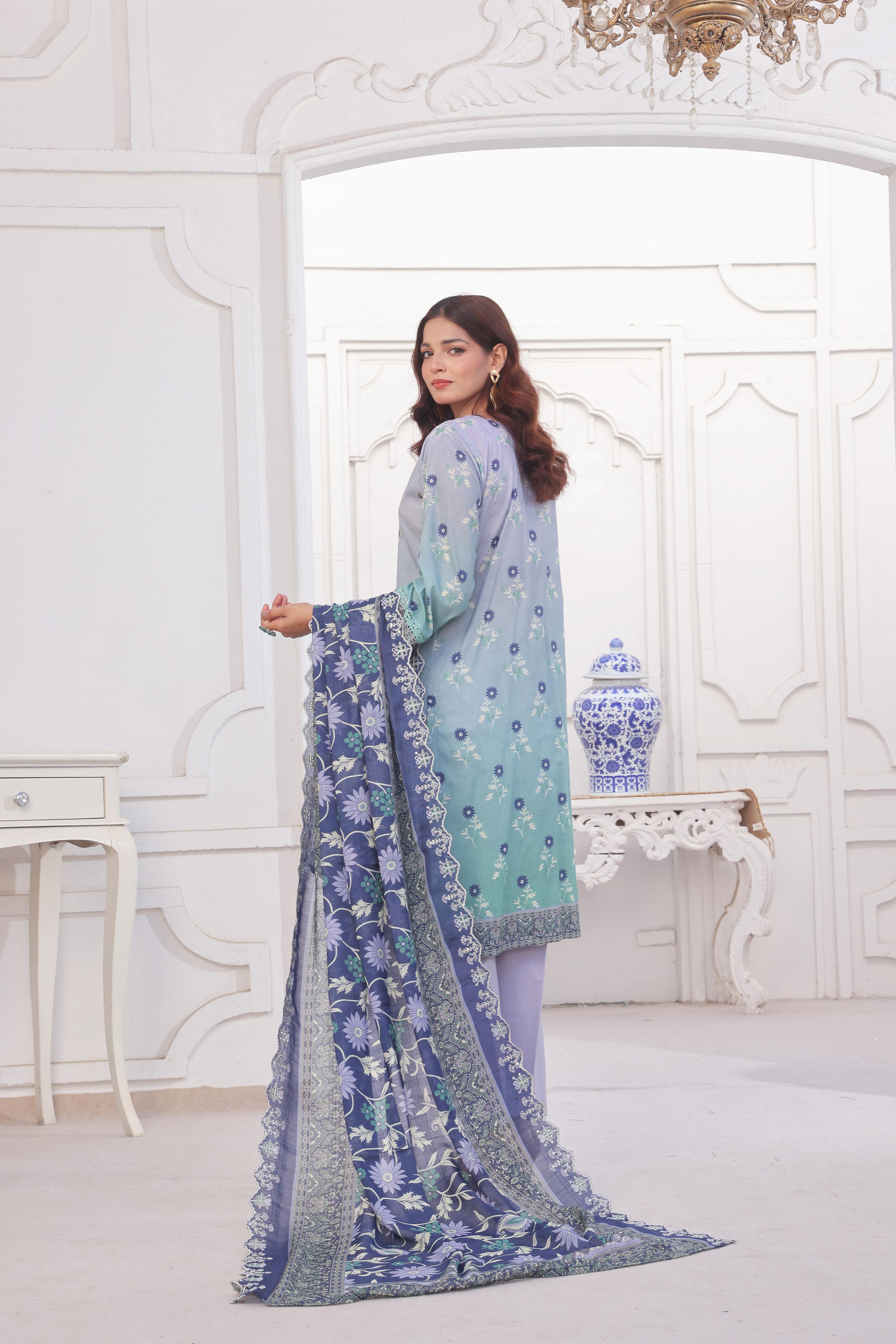 Dressline Launching New Unstitched  3 Pcs Premium Chikankari & Cutwork Emb Digital Printed Lawn Collection