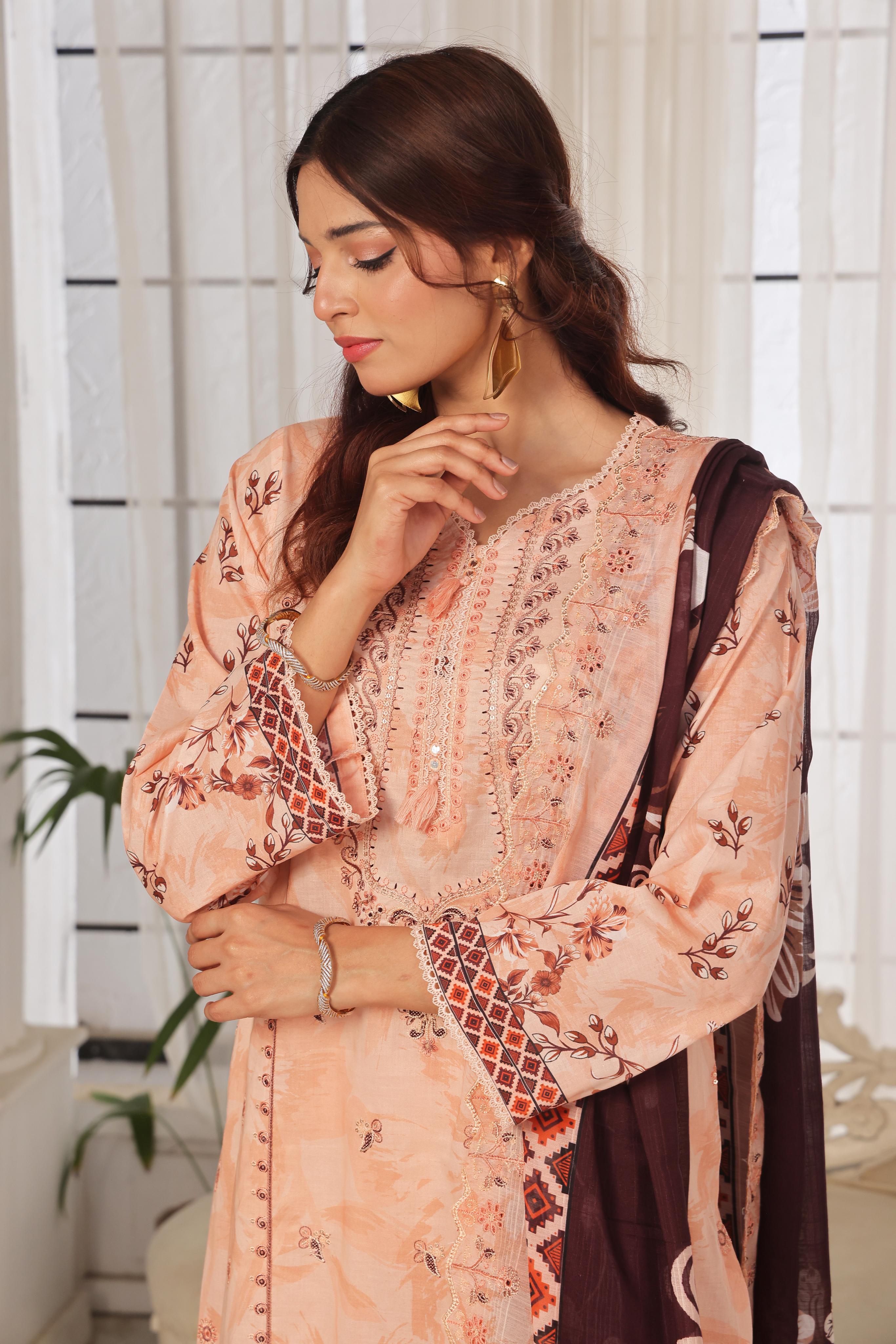 Dressline Launching New Unstitched  3 Pcs Premium Chikankari & Cutwork Emb Digital Printed Lawn Collection