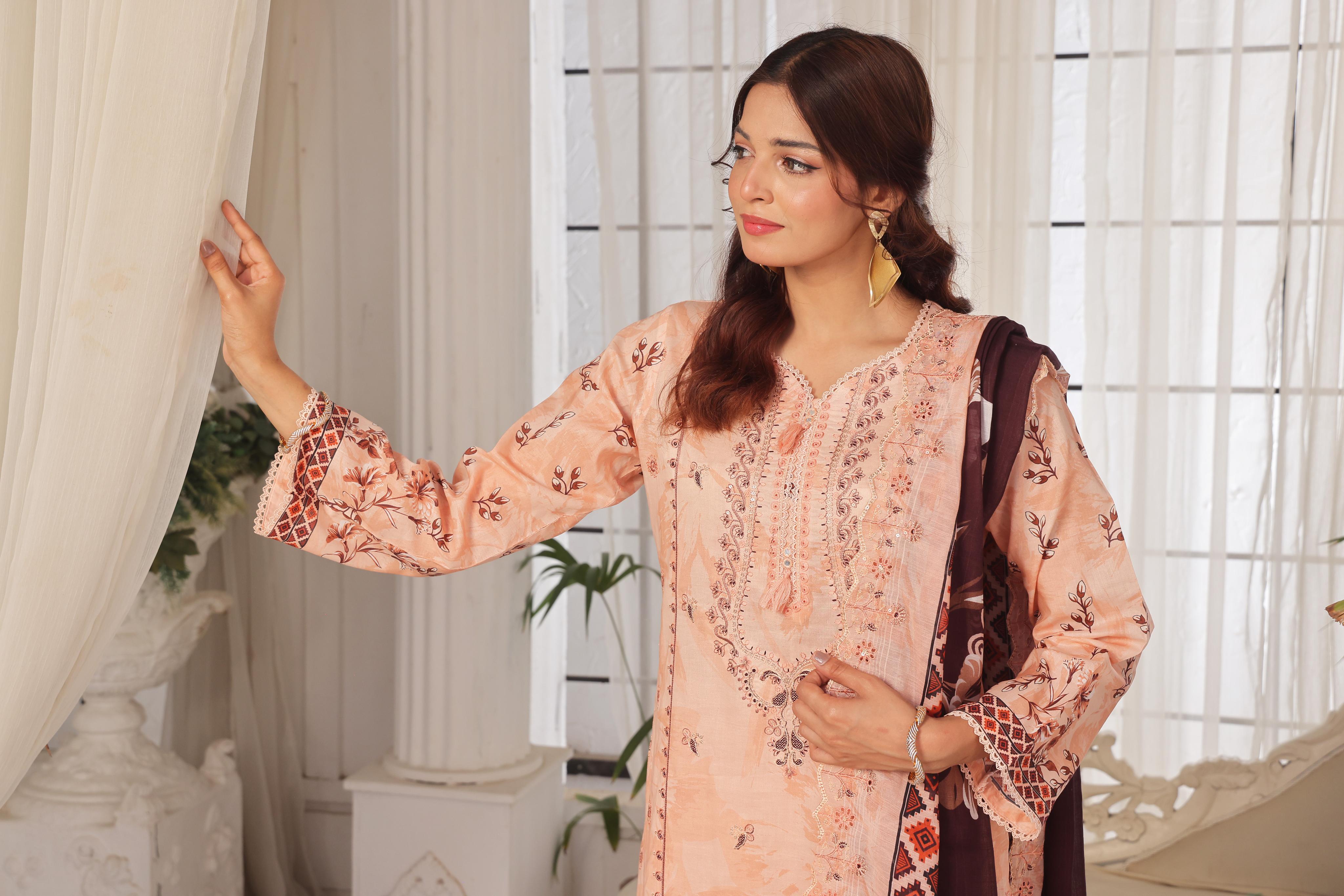 Dressline Launching New Unstitched  3 Pcs Premium Chikankari & Cutwork Emb Digital Printed Lawn Collection