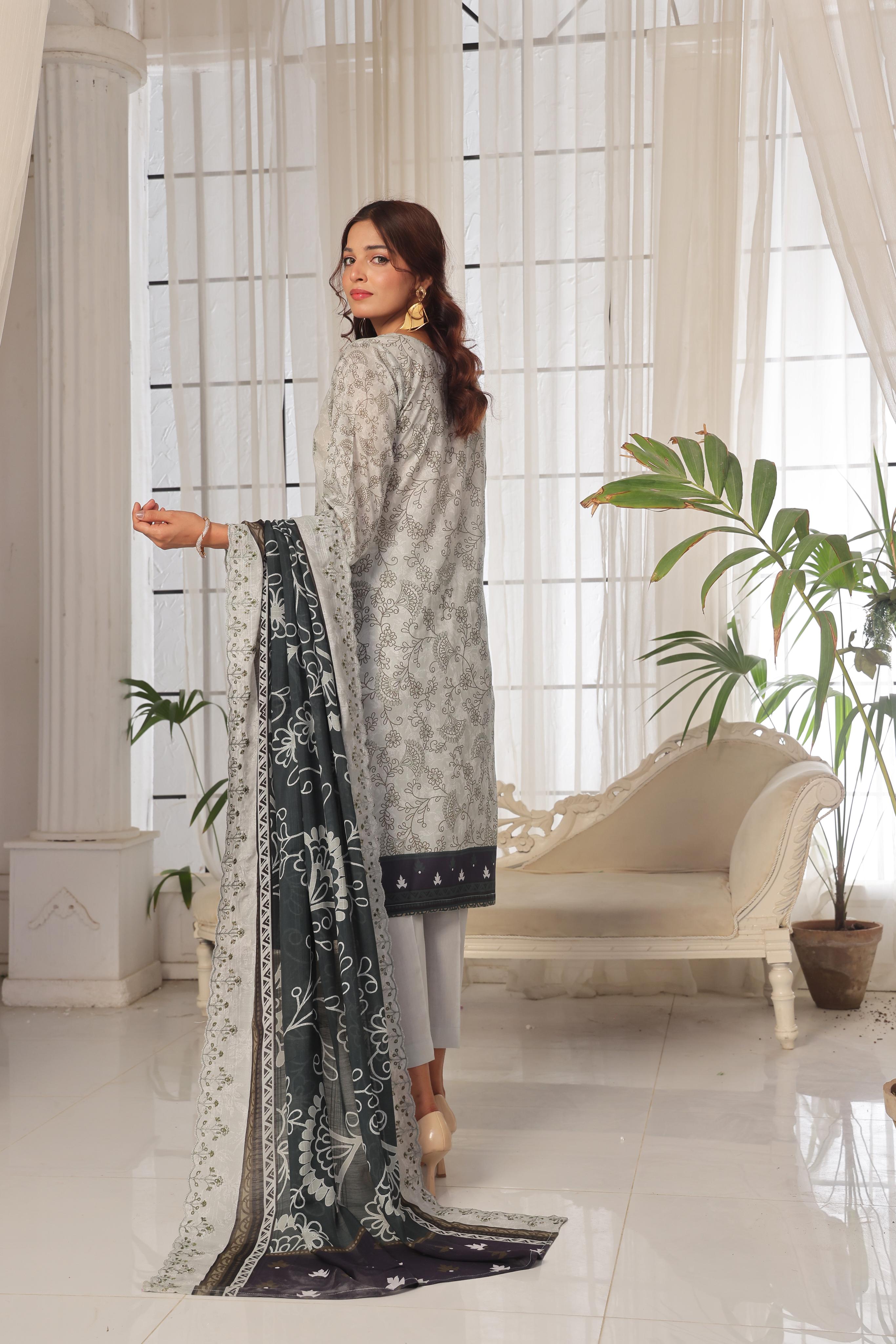 Dressline Launching New Unstitched  3 Pcs Premium Chikankari & Cutwork Emb Digital Printed Lawn Collection