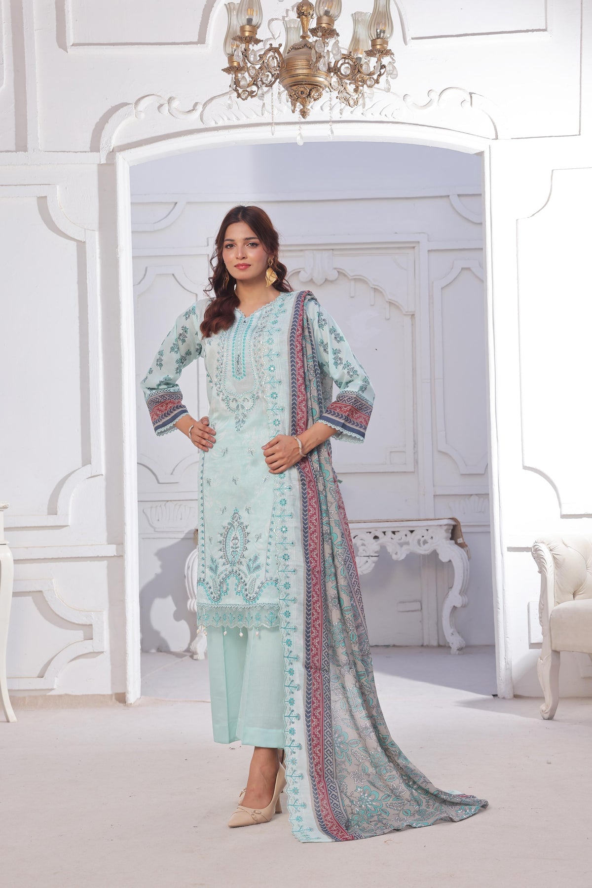 Dressline Launching New Unstitched  3 Pcs Premium Chikankari & Cutwork Emb Digital Printed Lawn Collection