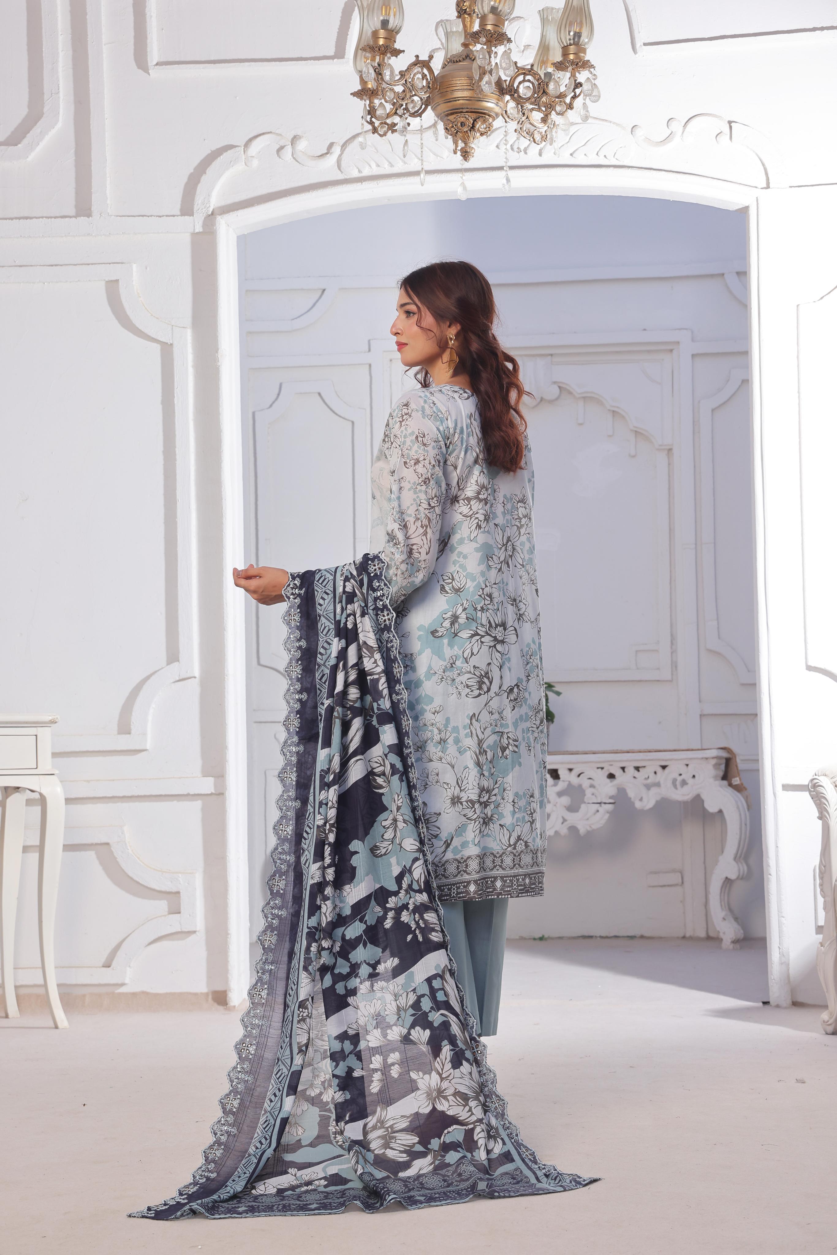 Dressline Launching New Unstitched  3 Pcs Premium Chikankari & Cutwork Emb Digital Printed Lawn Collection