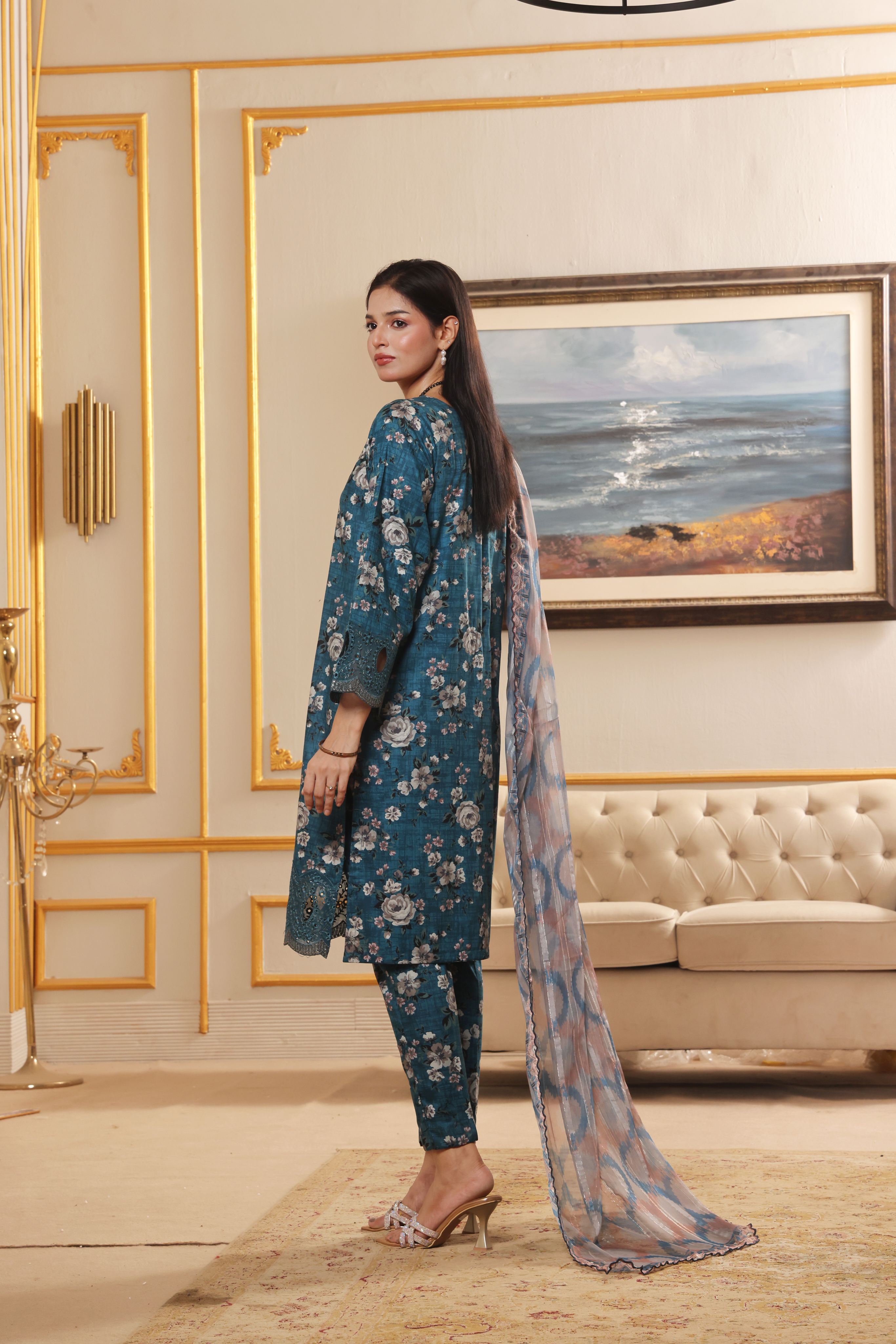 Dressline Zahra New Stitched Fancy Emb Chikankari Lawn Fancy  Dupatta Collection