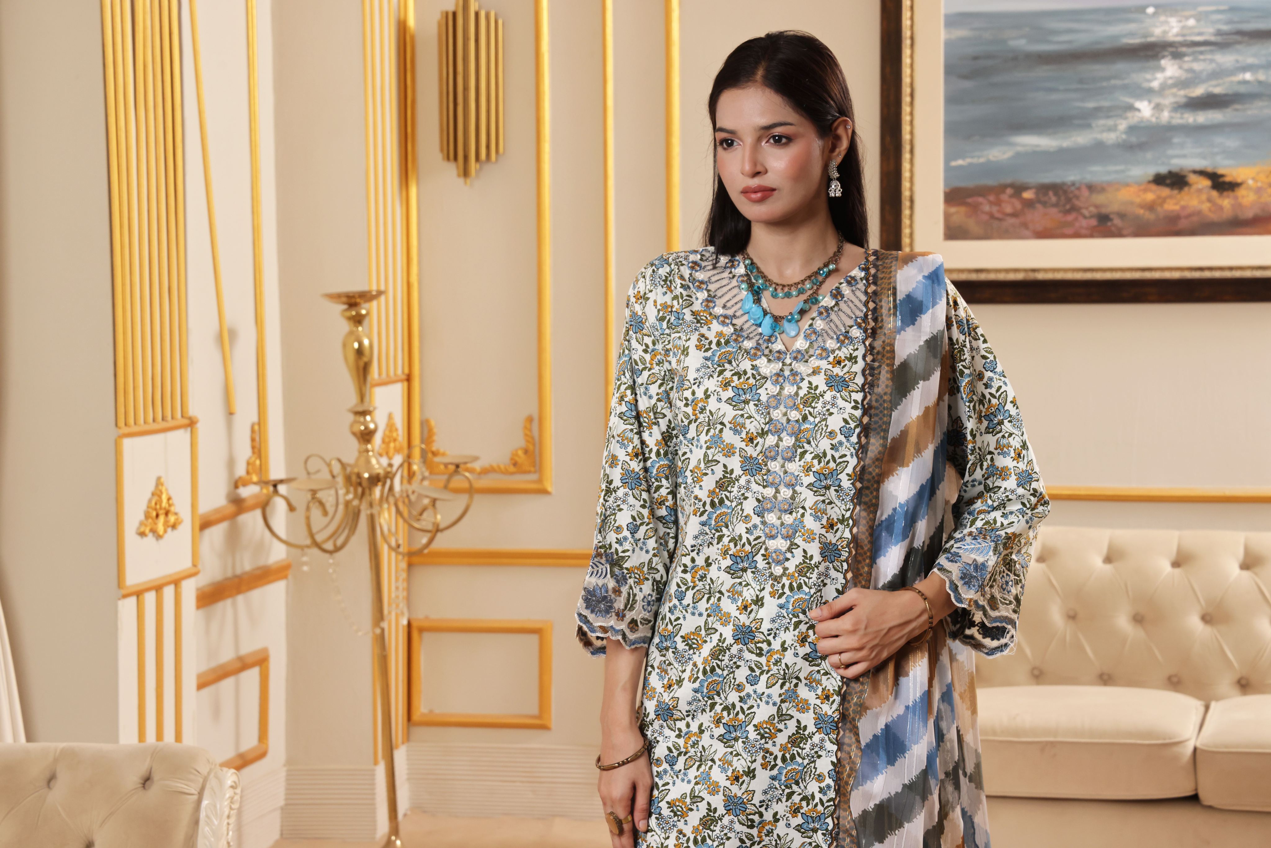 Dressline Zahra New Stitched Fancy Emb Chikankari Lawn Fancy  Dupatta Collection