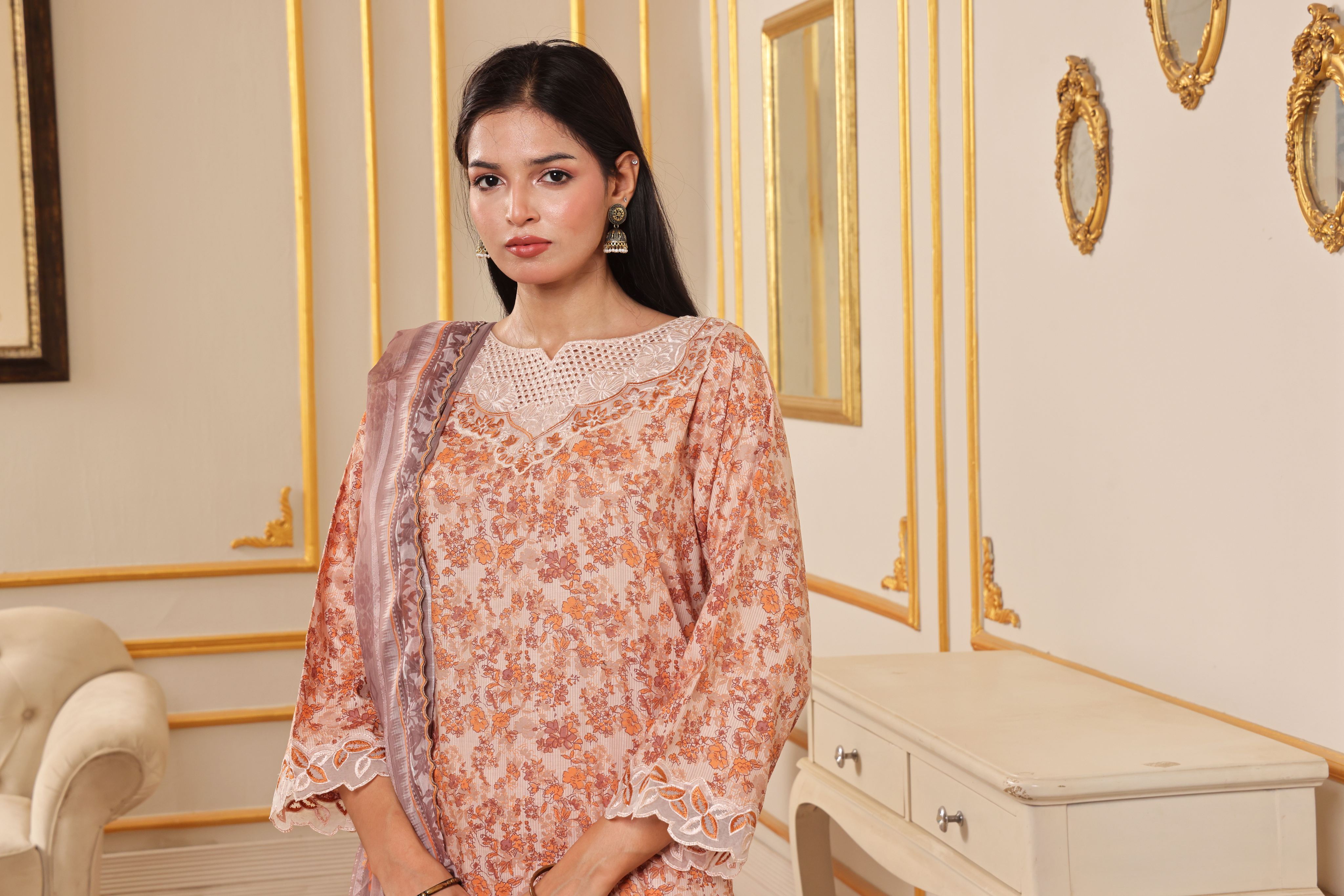 Dressline Zahra New Stitched Fancy Emb Chikankari Lawn Fancy  Dupatta Collection