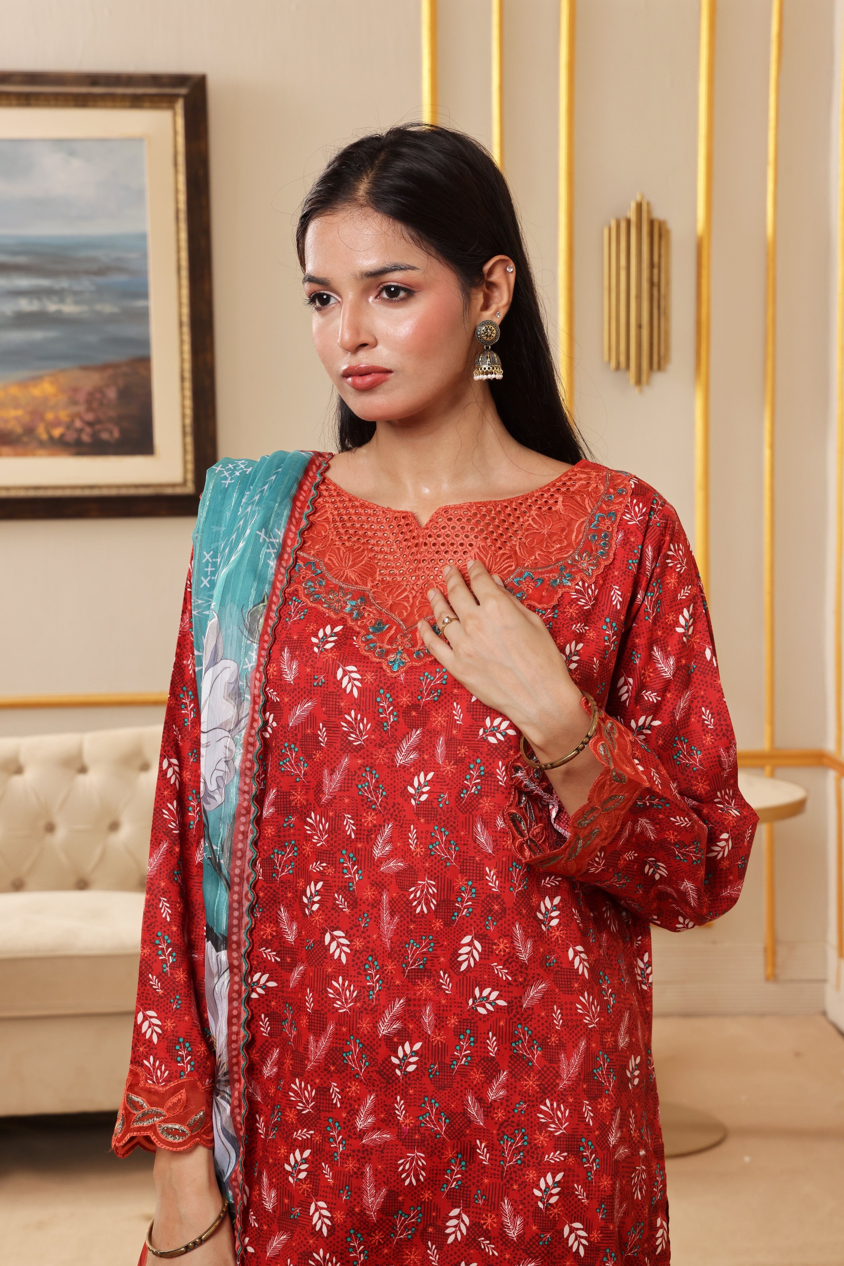Dressline Titliyan Stitched 3 Piece Fancy Emb Chikankari Lawn Dress