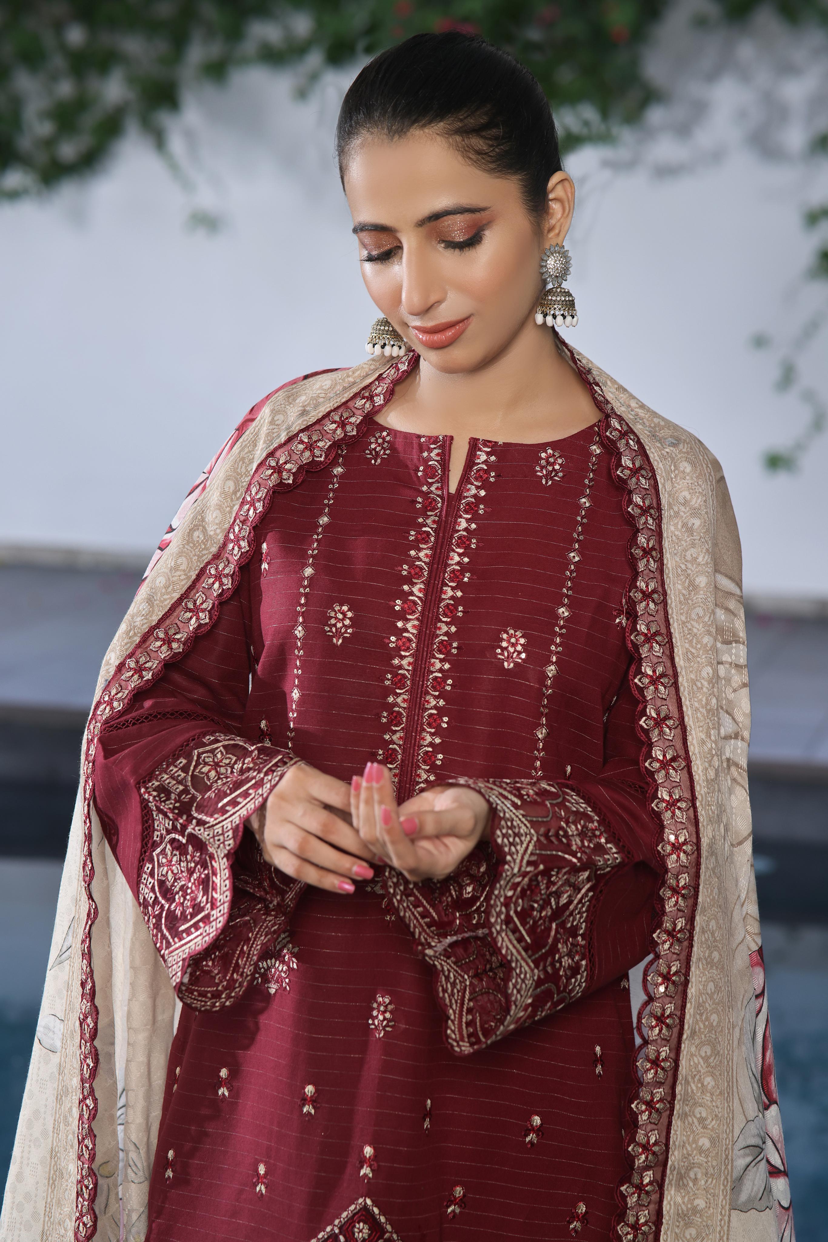 Dressline Semi Stitched 3 Pcs Luxury Emb  Khaddar Collection