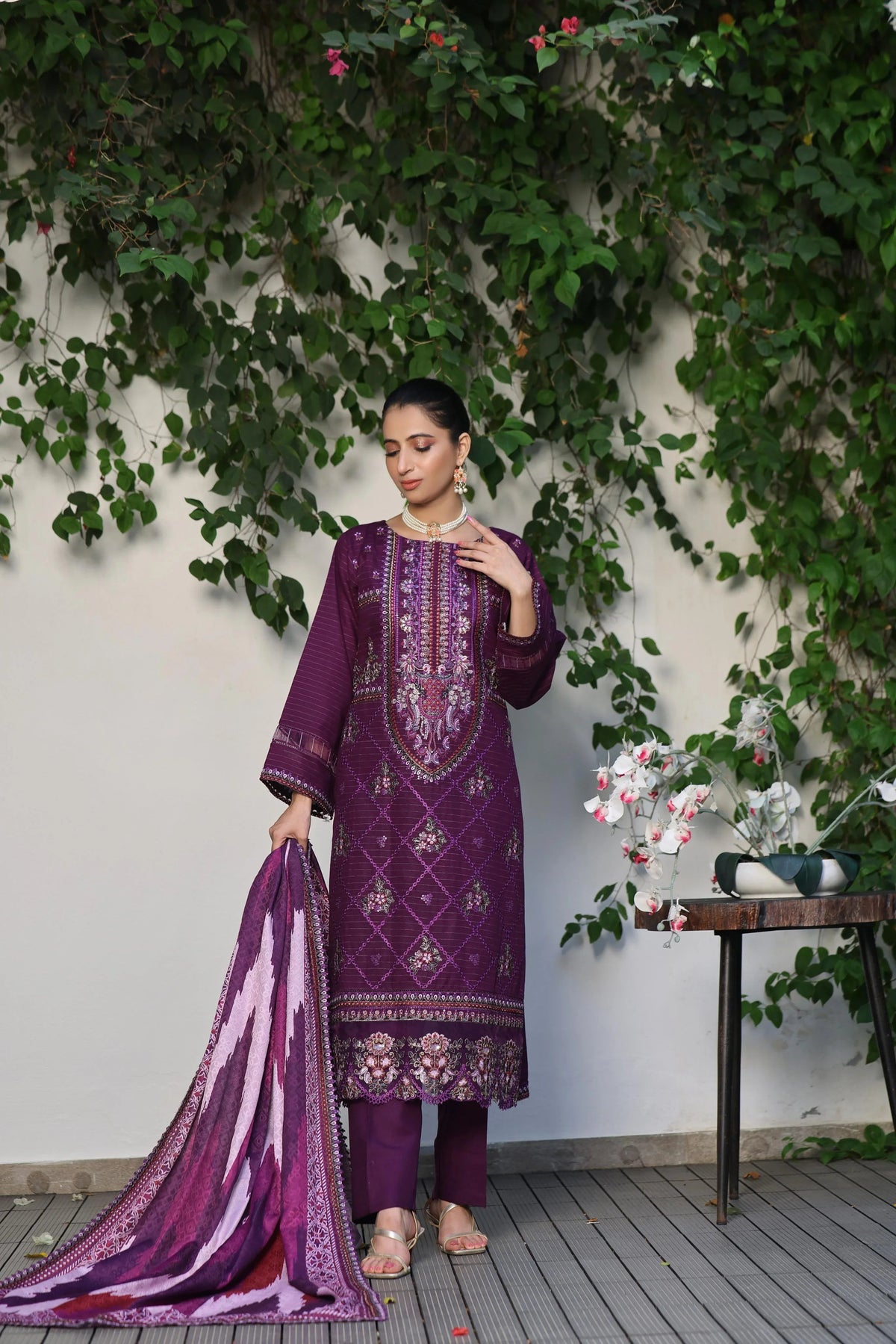 Dressline Semi Stitched 3 Pcs Luxury Emb  Khaddar Collection