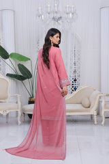 Dressline Mulberry Semi Stitched Luxury Emb Chiffon 3 Piece Suit