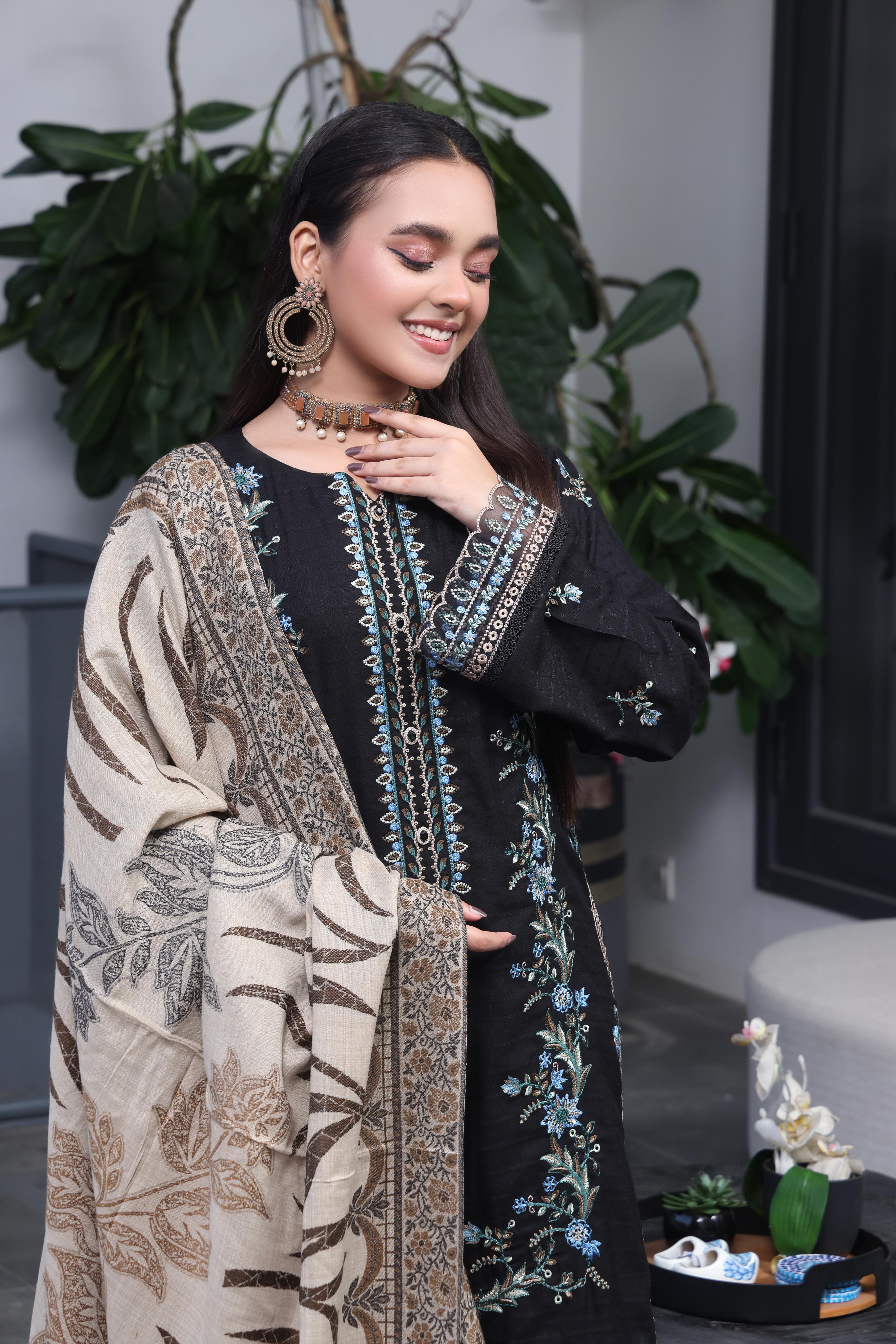 Dressline Semi Stitched 3 Pcs Luxury Emb  Khaddar Collection