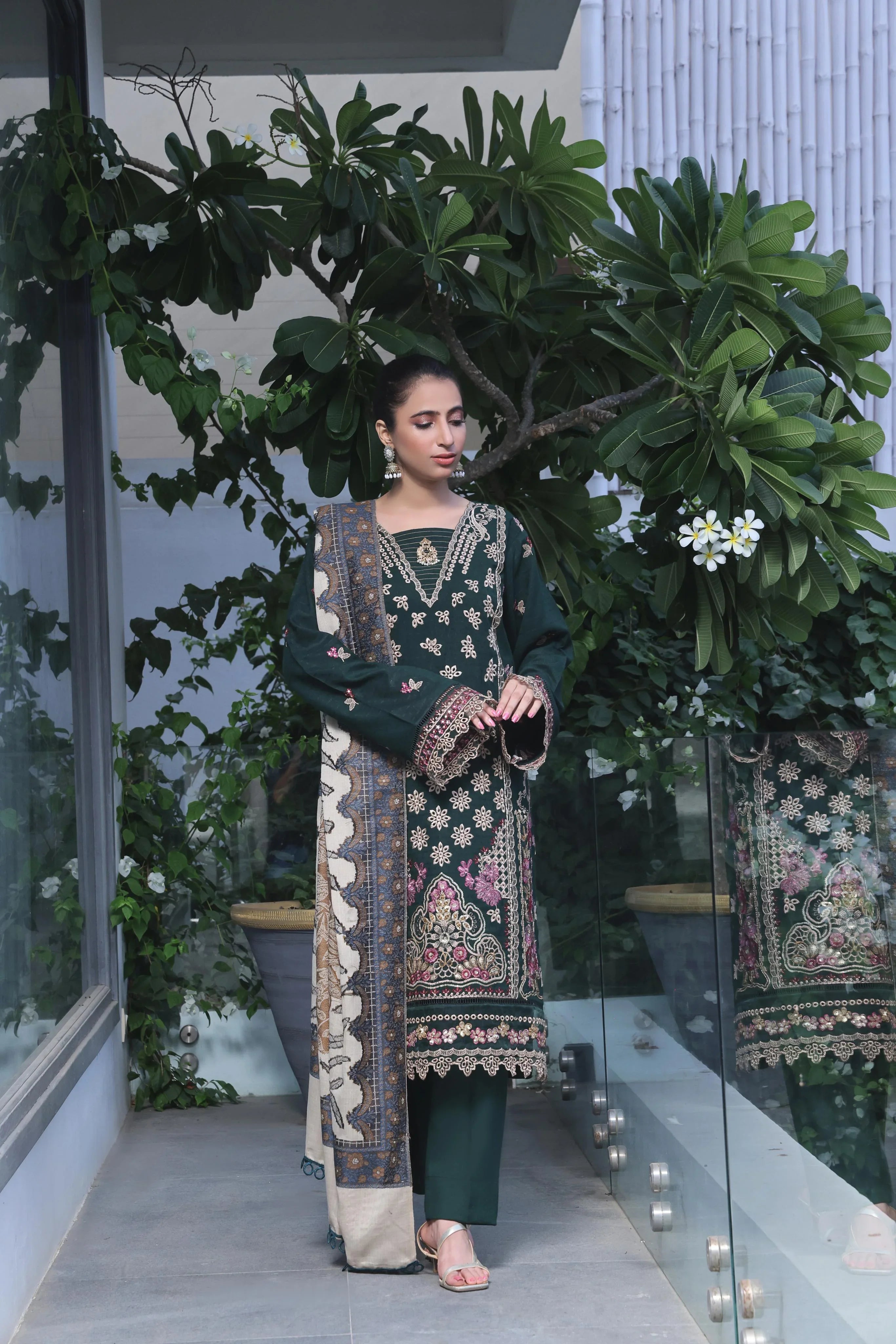 Dressline Semi Stitched 3 Pcs Luxury Emb  Khaddar Collection