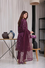 Dressline Semi Stitched 3 Pc Emb Luxury Organza Clutches Collection