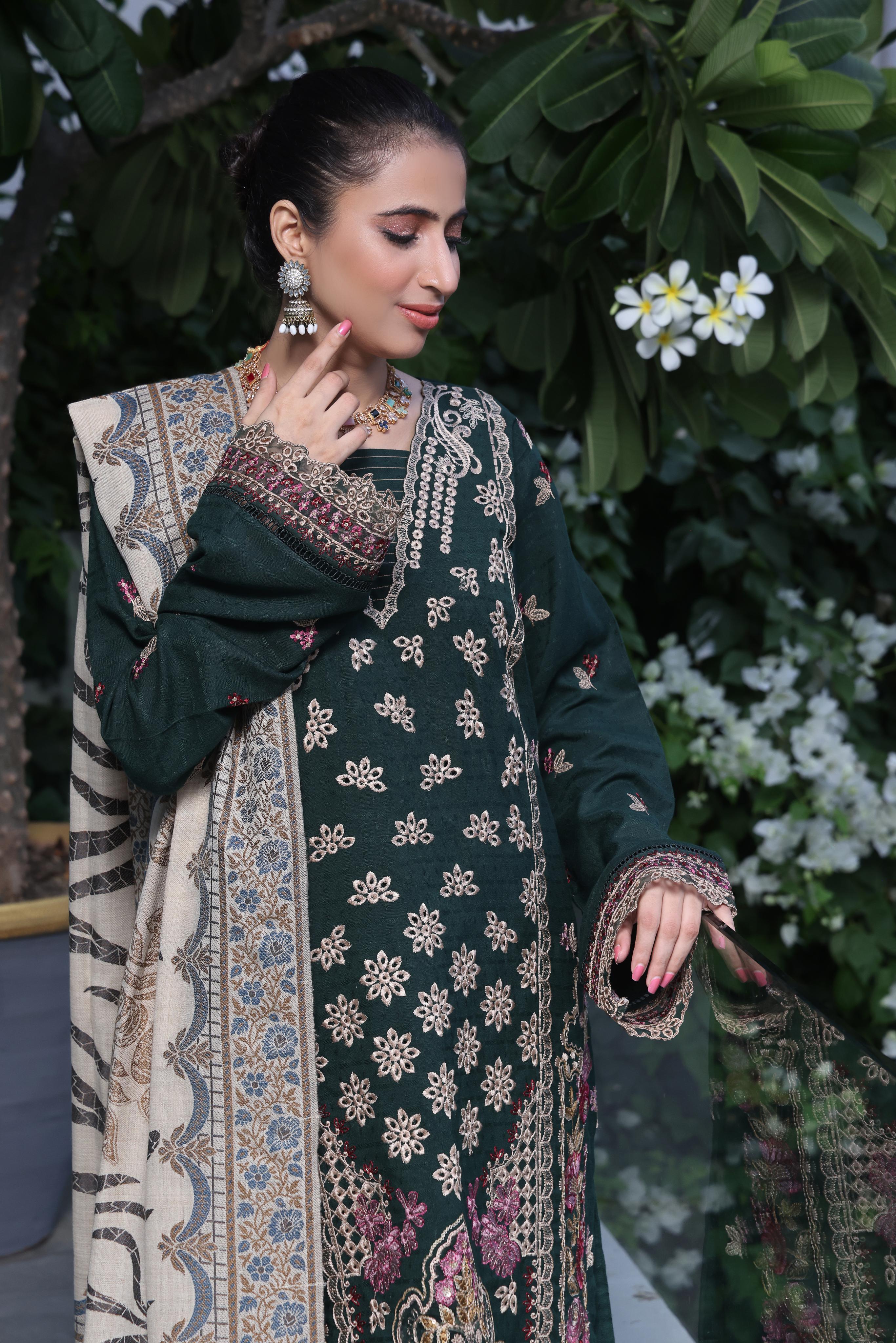 Dressline Semi Stitched 3 Pcs Luxury Emb  Khaddar Collection