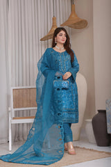 Dressline Semi Stitched 3 Pc Emb Luxury Organza Clutches Collection