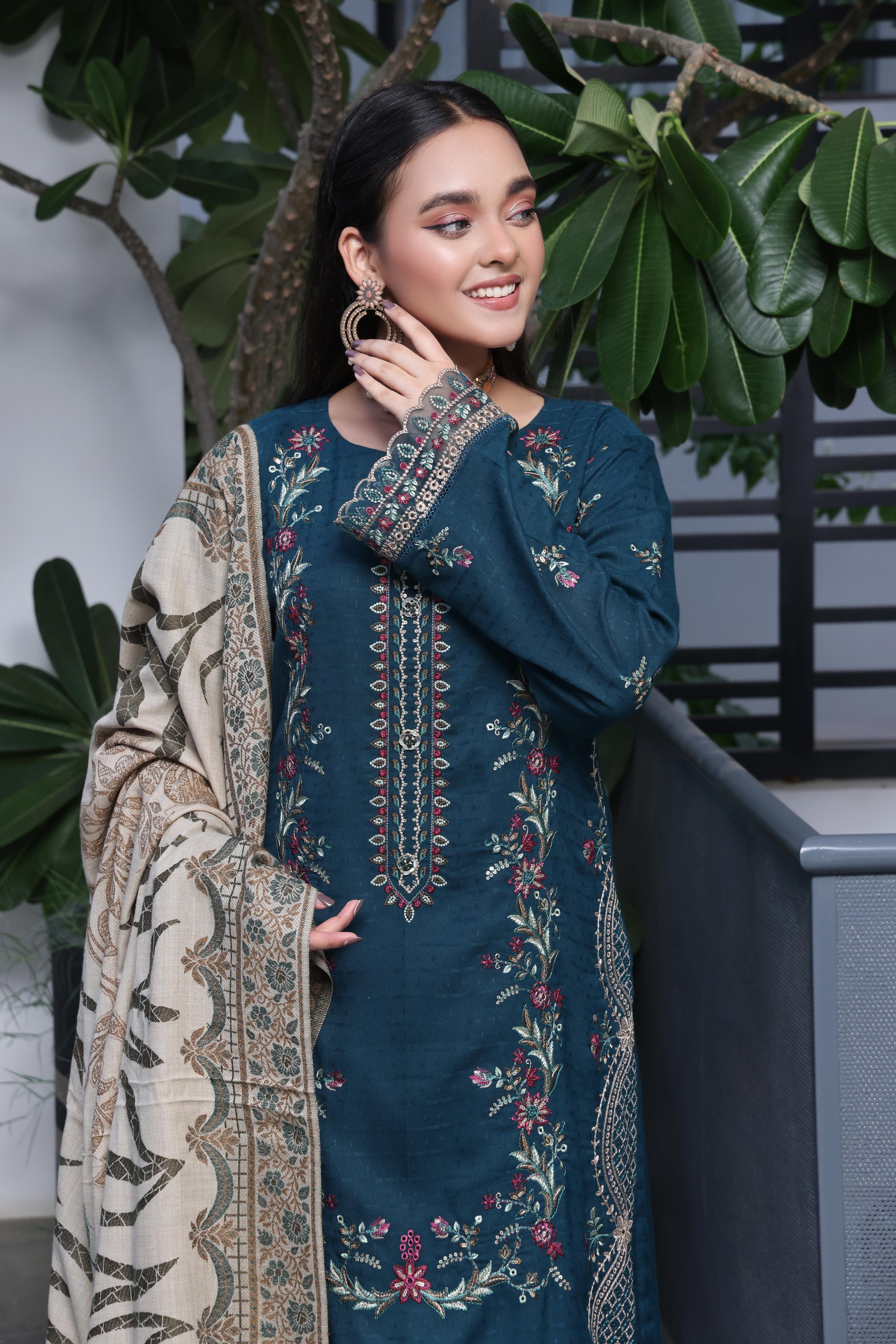 Dressline Semi Stitched 3 Pcs Luxury Emb  Khaddar Collection