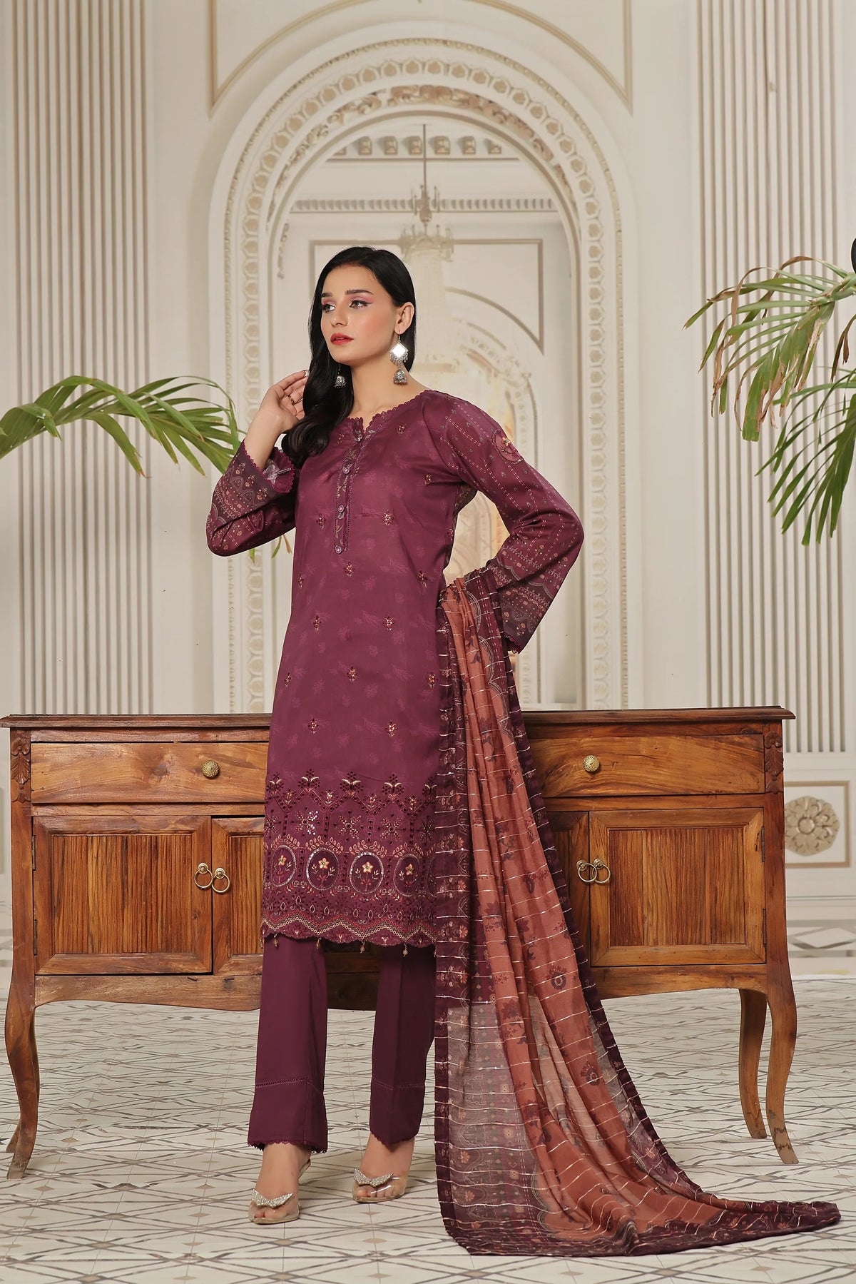 Dressline Un Stitched 3 Pcs Emb Chikankari Digital Printed Lawn Collection