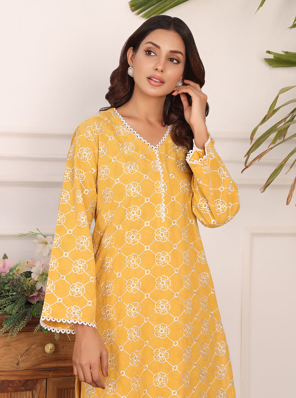Rangeen Stitched Shirts Jasmine Embroidered Self Jacquard