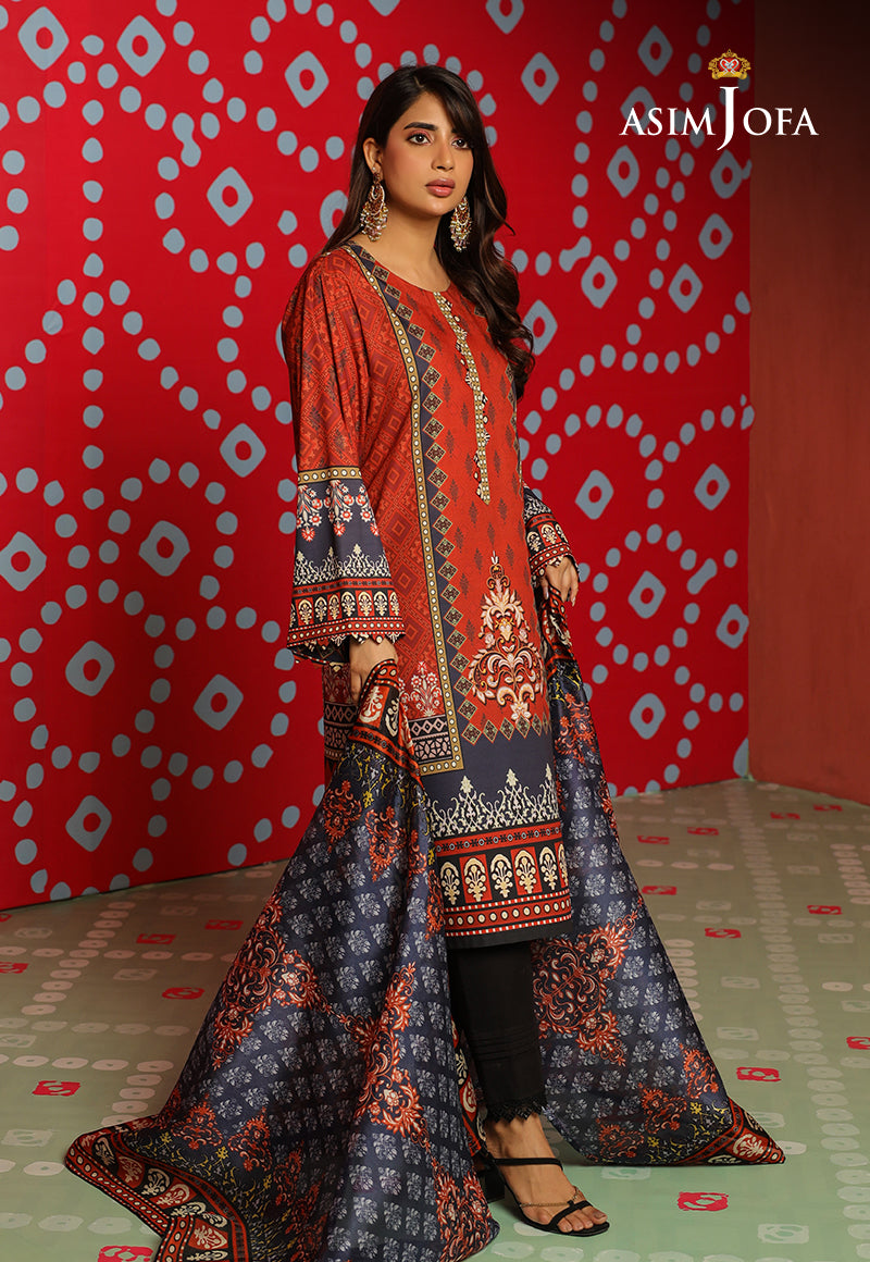 Asim Jofa Tara Sitara Ajtm-10 - 2 Pcs Printed Georgette Silk 2 Pcs