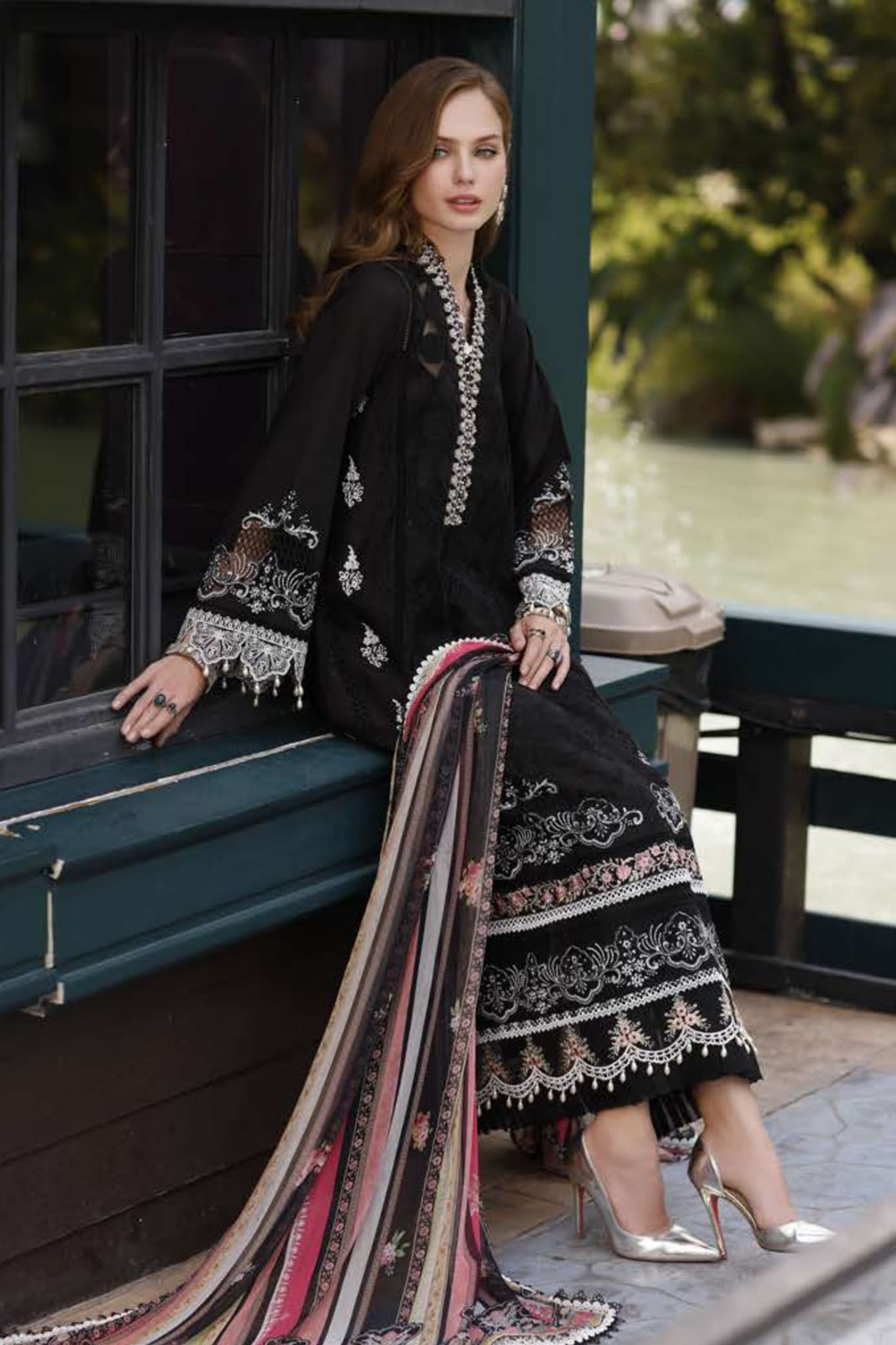 Noor by Saadia Asad Unstitched 3 Piece Eid Handwork Schiffli Laserkari Collection'2023-D-06