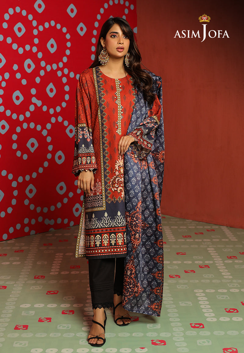 Asim Jofa Tara Sitara Ajtm-10 - 2 Pcs Printed Georgette Silk 2 Pcs