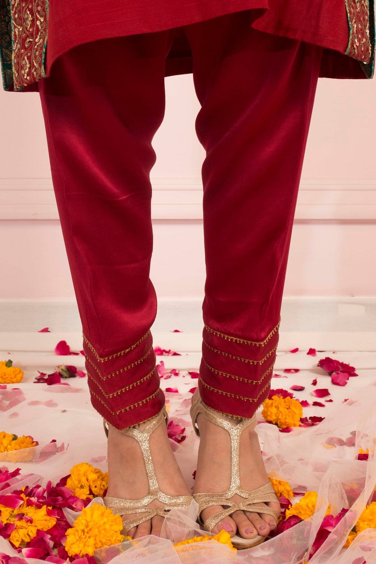 Soughaat Separates By Zaaviay Stitched Maroon Raw Silk Shalwar