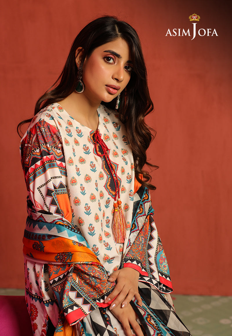 Asim Jofa Tara Sitara Ajtm-08 - 2 Pcs Printed Georgette Silk 2 Pcs
