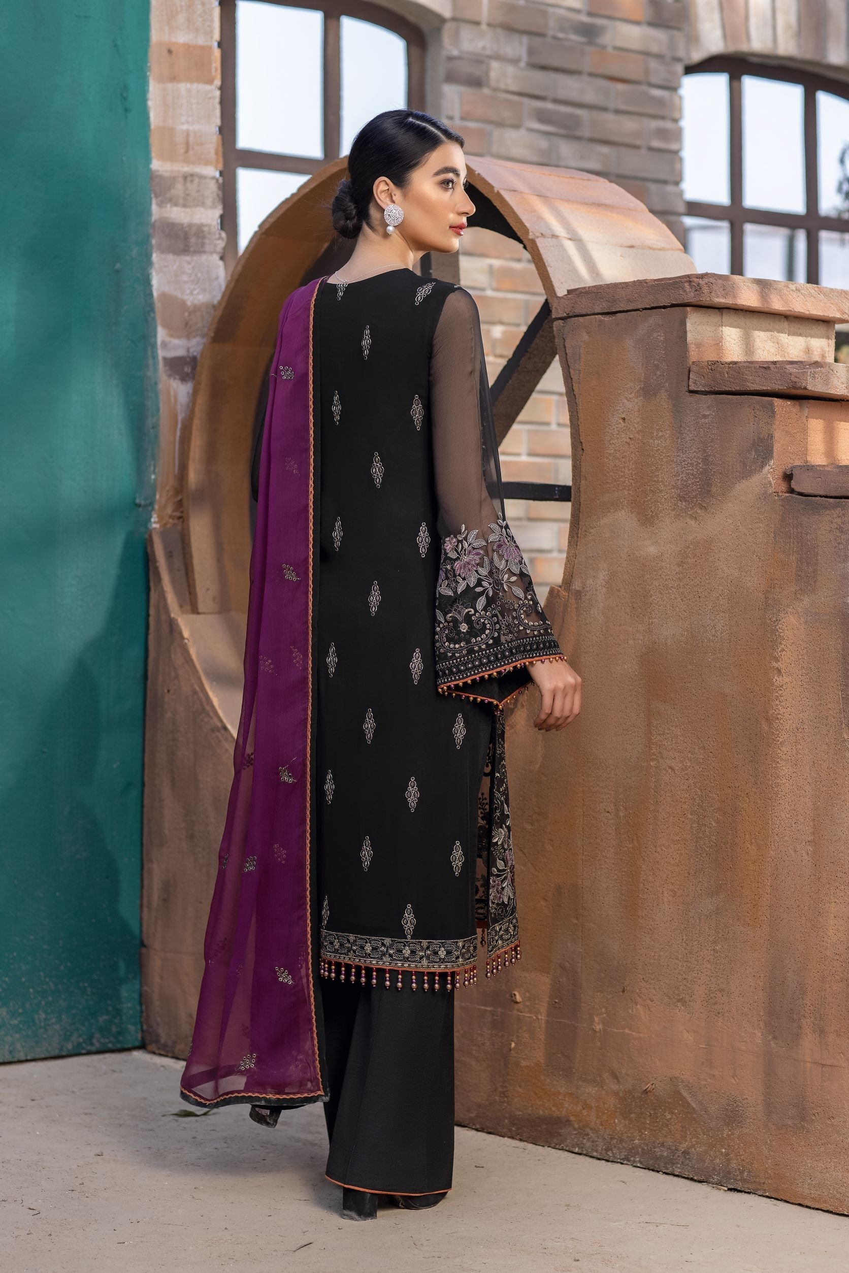 Kuch Khas By Flossie Unstitched 3 Piece Formals Collection'2025-Coal Black