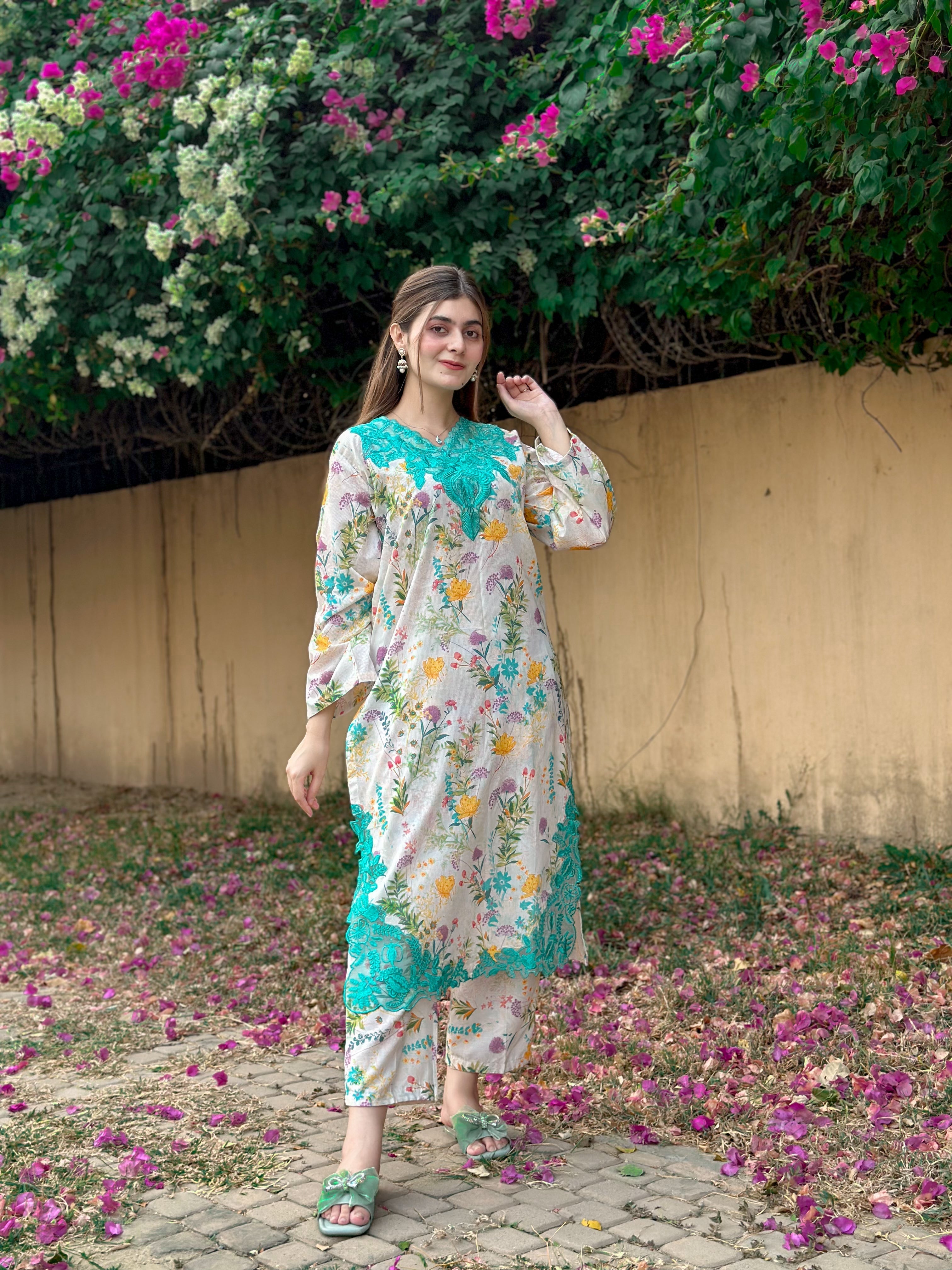BK Clothings Stitched 2 Piece Lawn Collection-Floral forast