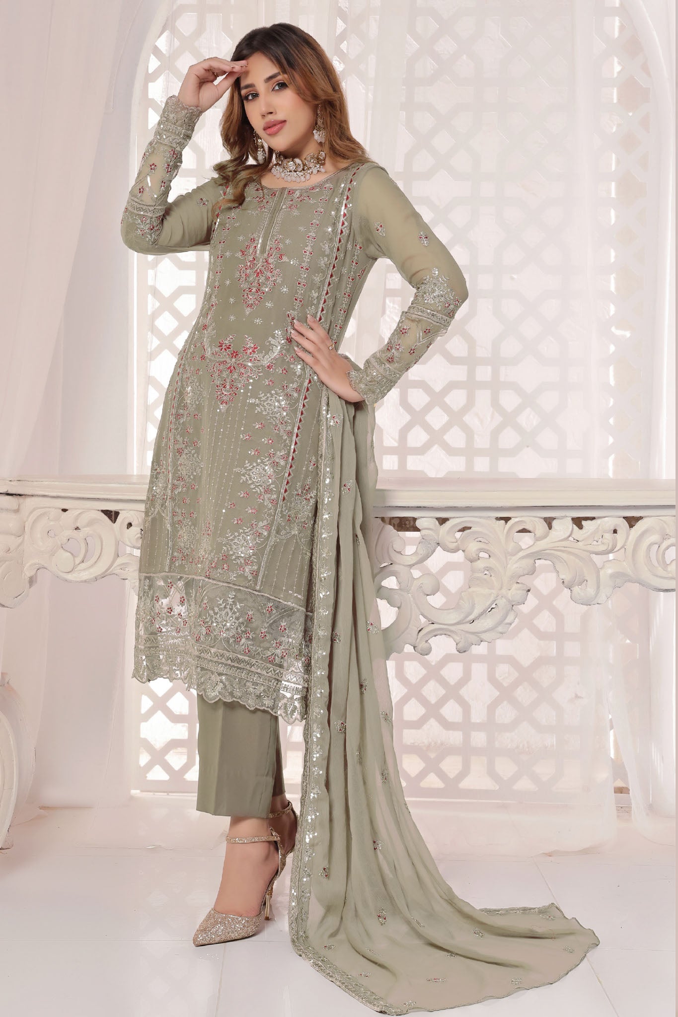 Myra By Soghat Stitched 3 Piece Luxury Emb Chiffon Collection'2025-Myra-07-Olive