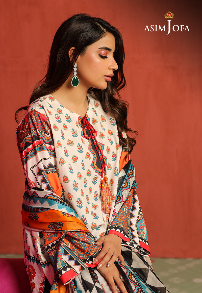 Asim Jofa Tara Sitara Ajtm-08 - 2 Pcs Printed Georgette Silk 2 Pcs