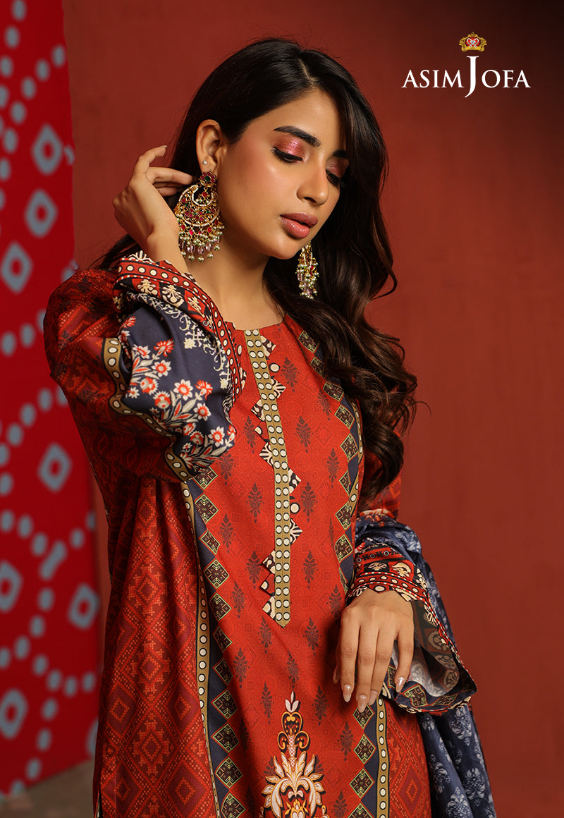 Asim Jofa Tara Sitara Ajtm-10 - 2 Pcs Printed Georgette Silk 2 Pcs