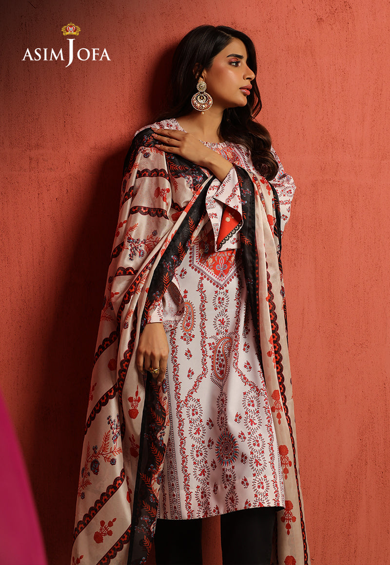 Asim Jofa Tara Sitara Ajtm-09 - 2 Pcs Printed Georgette Silk 2 Pcs
