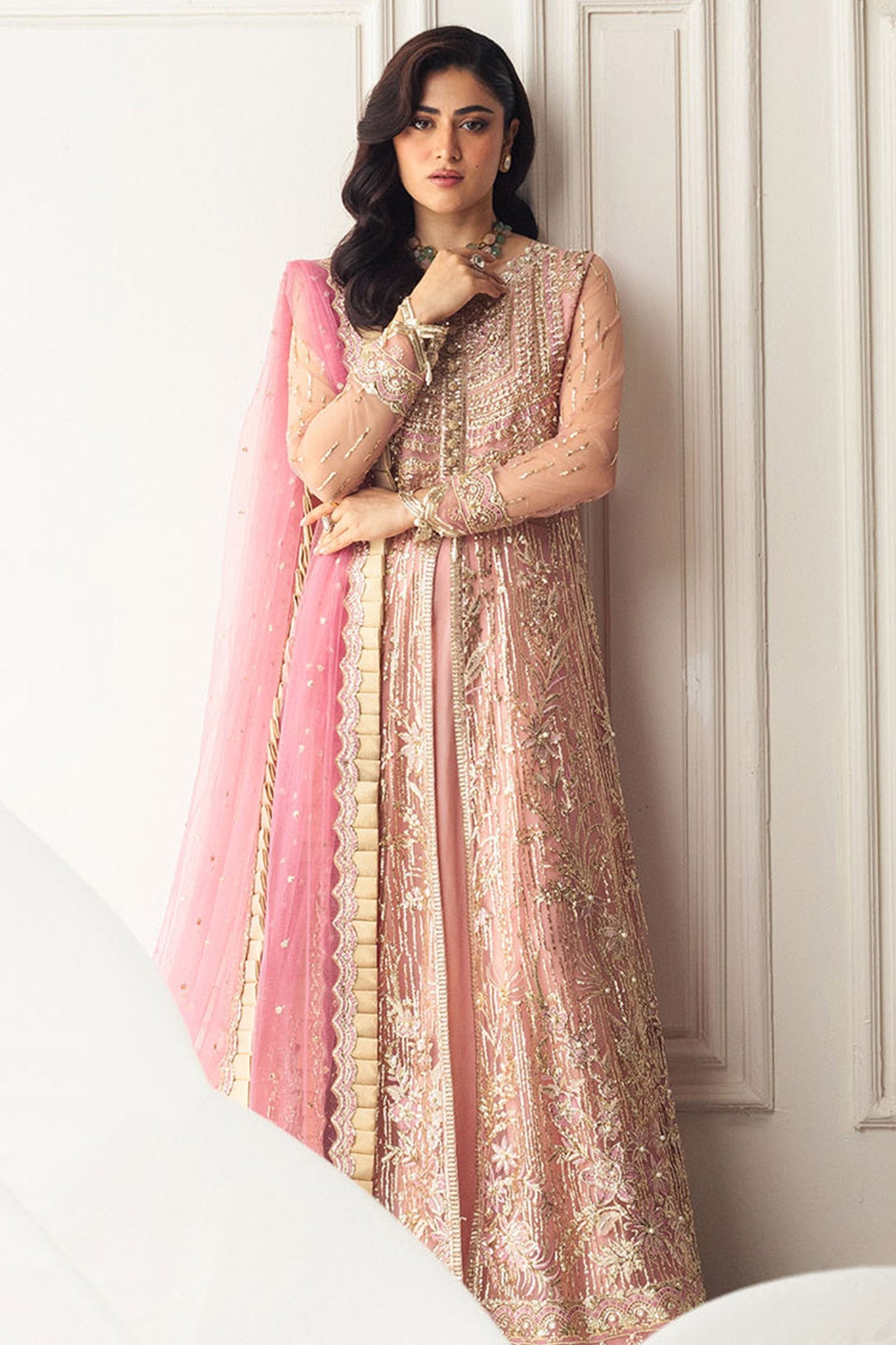 Hemline By Mushq Unstitched 3 Piece Aura Debut Wedding Collection'2024-08-Amaranth
