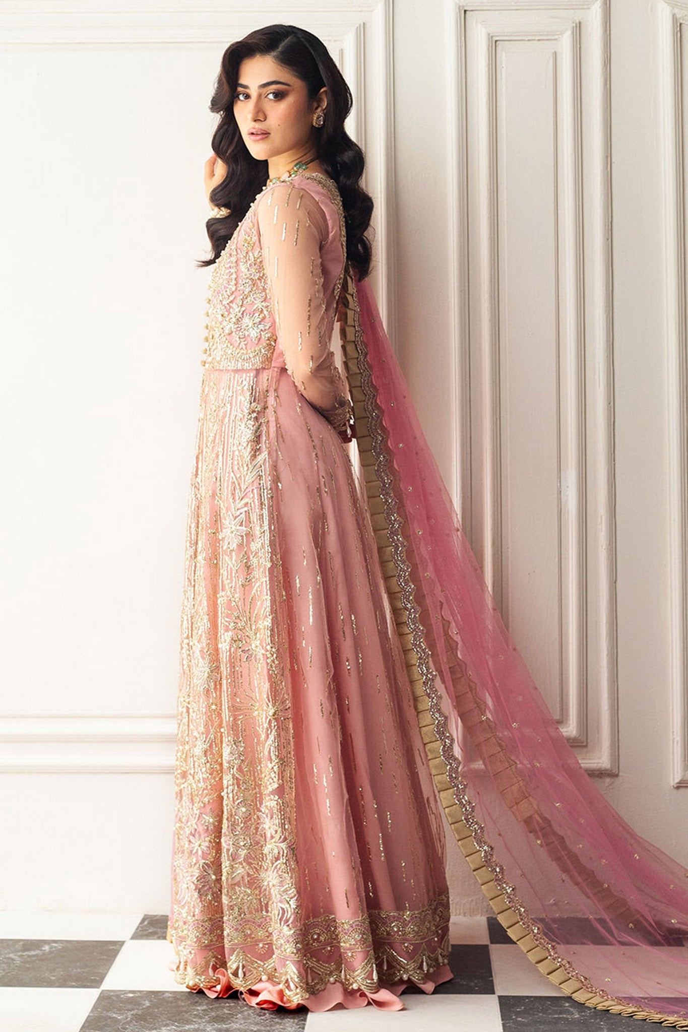 Hemline By Mushq Unstitched 3 Piece Aura Debut Wedding Collection'2024-08-Amaranth