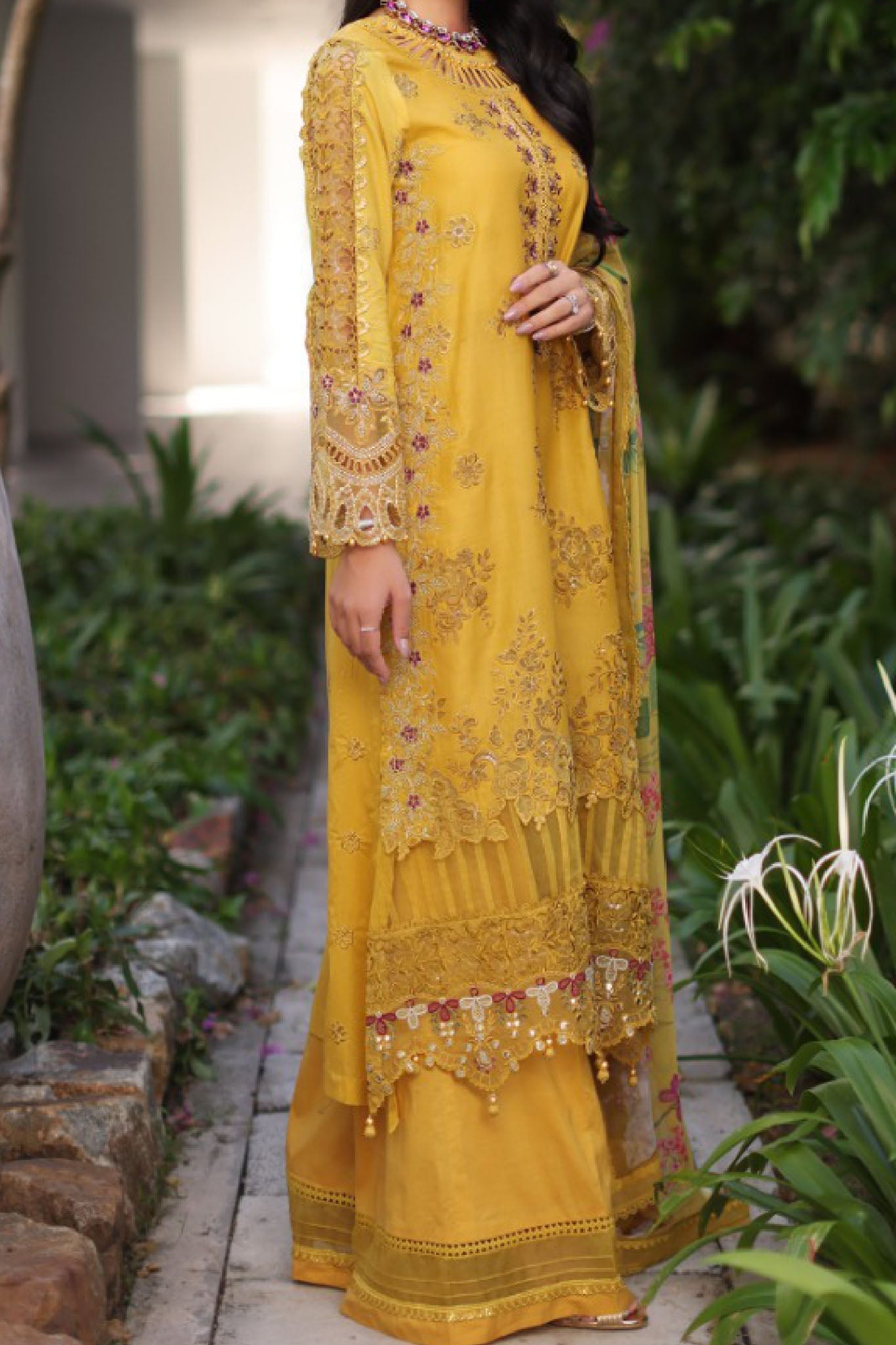 Noor By Saadia Asad Unstitched 3 Piece Luxury Chikankari Lawn'2024-D-08-B