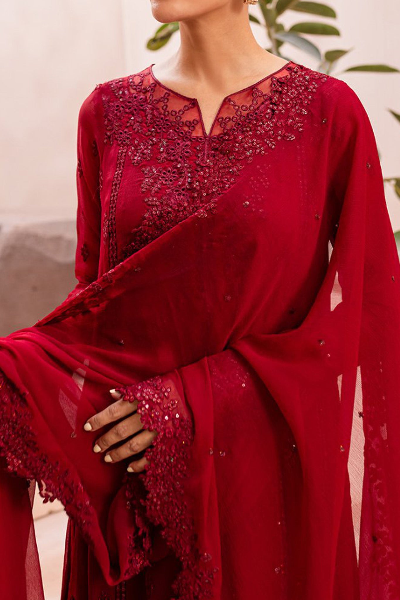 Ensembles By Azure Unstitched 3 Piece Festive Formals Eid Edit Collection'2024-08-Crimson Glow