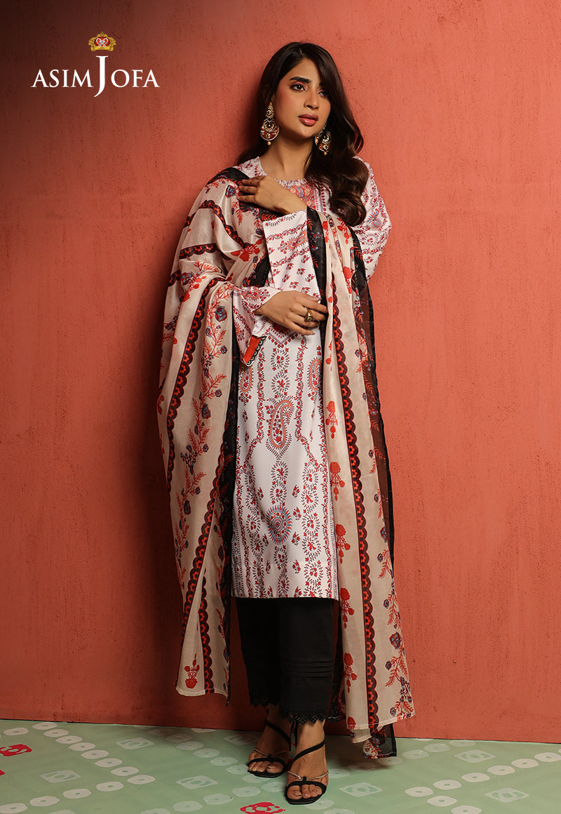 Asim Jofa Tara Sitara Ajtm-09 - 2 Pcs Printed Georgette Silk 2 Pcs