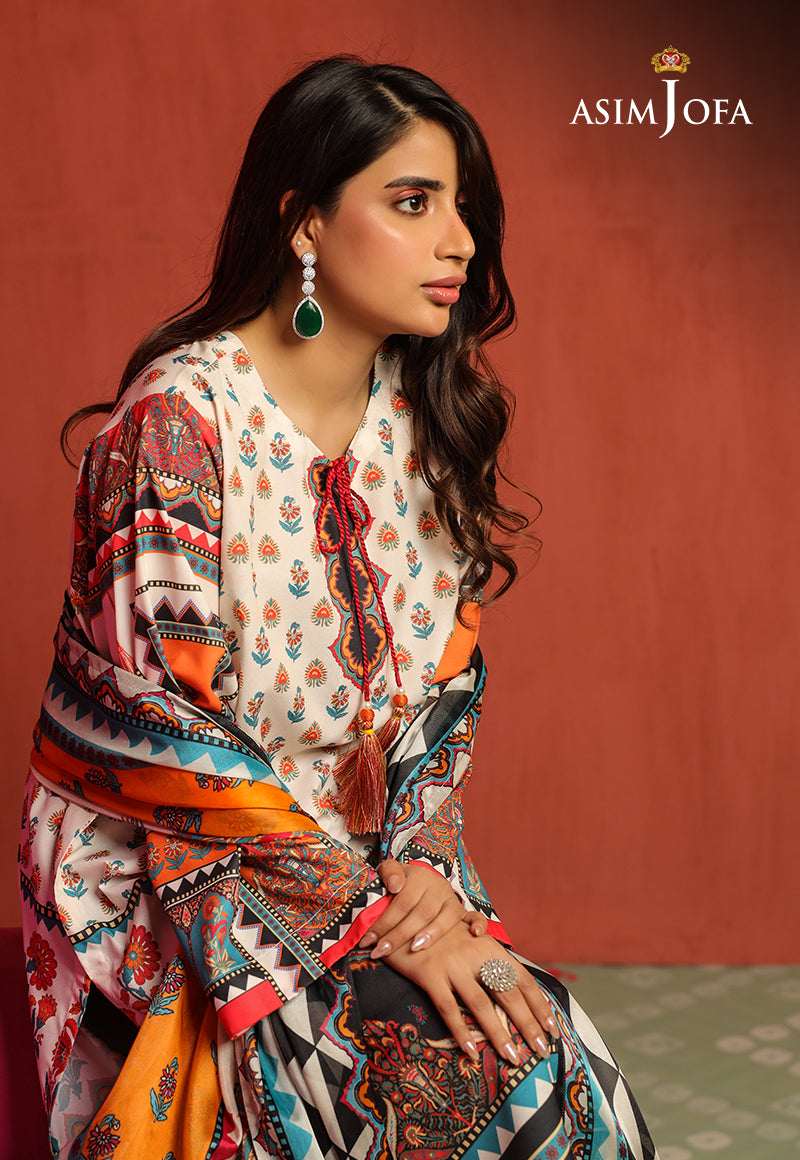 Asim Jofa Tara Sitara Ajtm-08 - 2 Pcs Printed Georgette Silk 2 Pcs