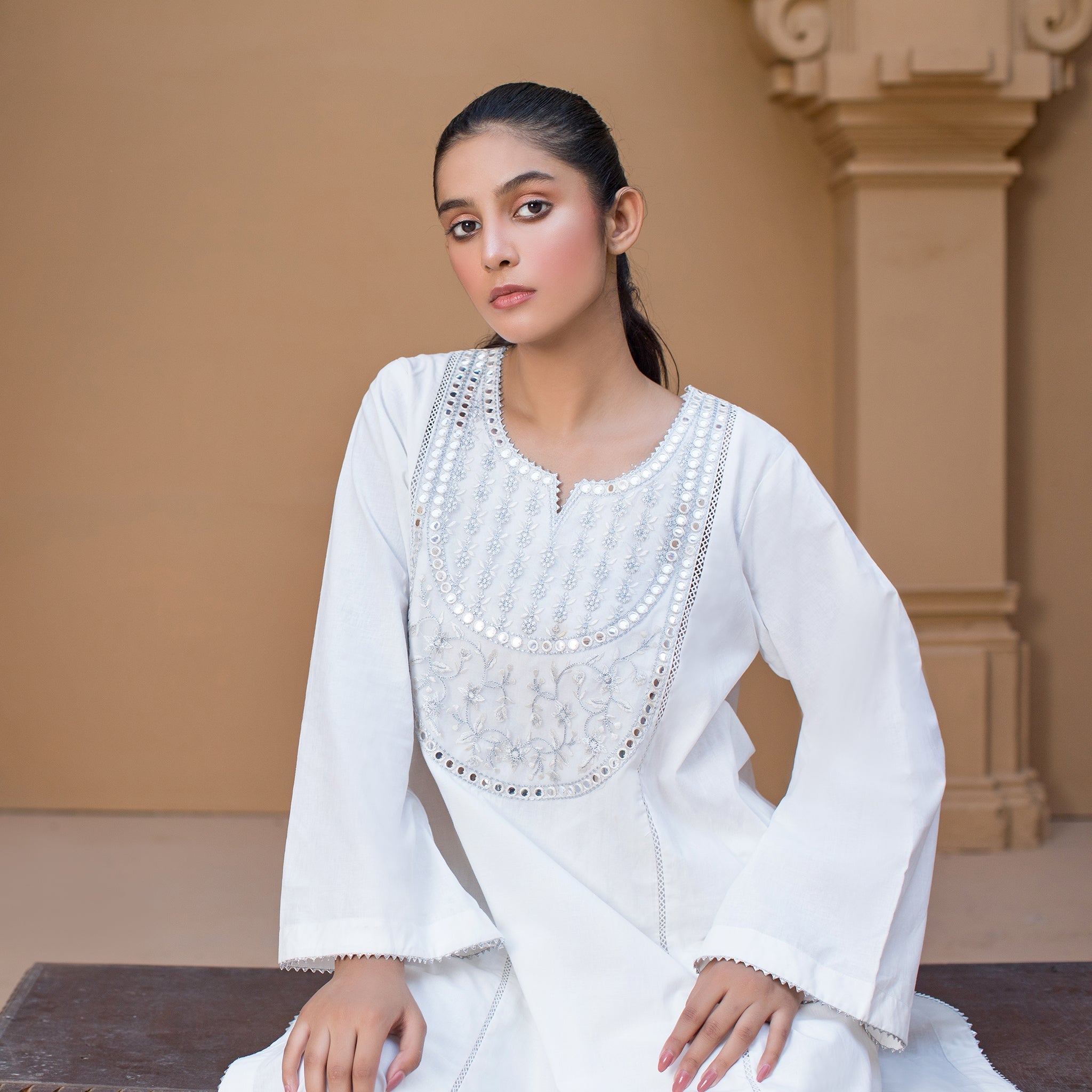Urban Cut 1 Piece Cotton Sequence Embroidered Kurta
